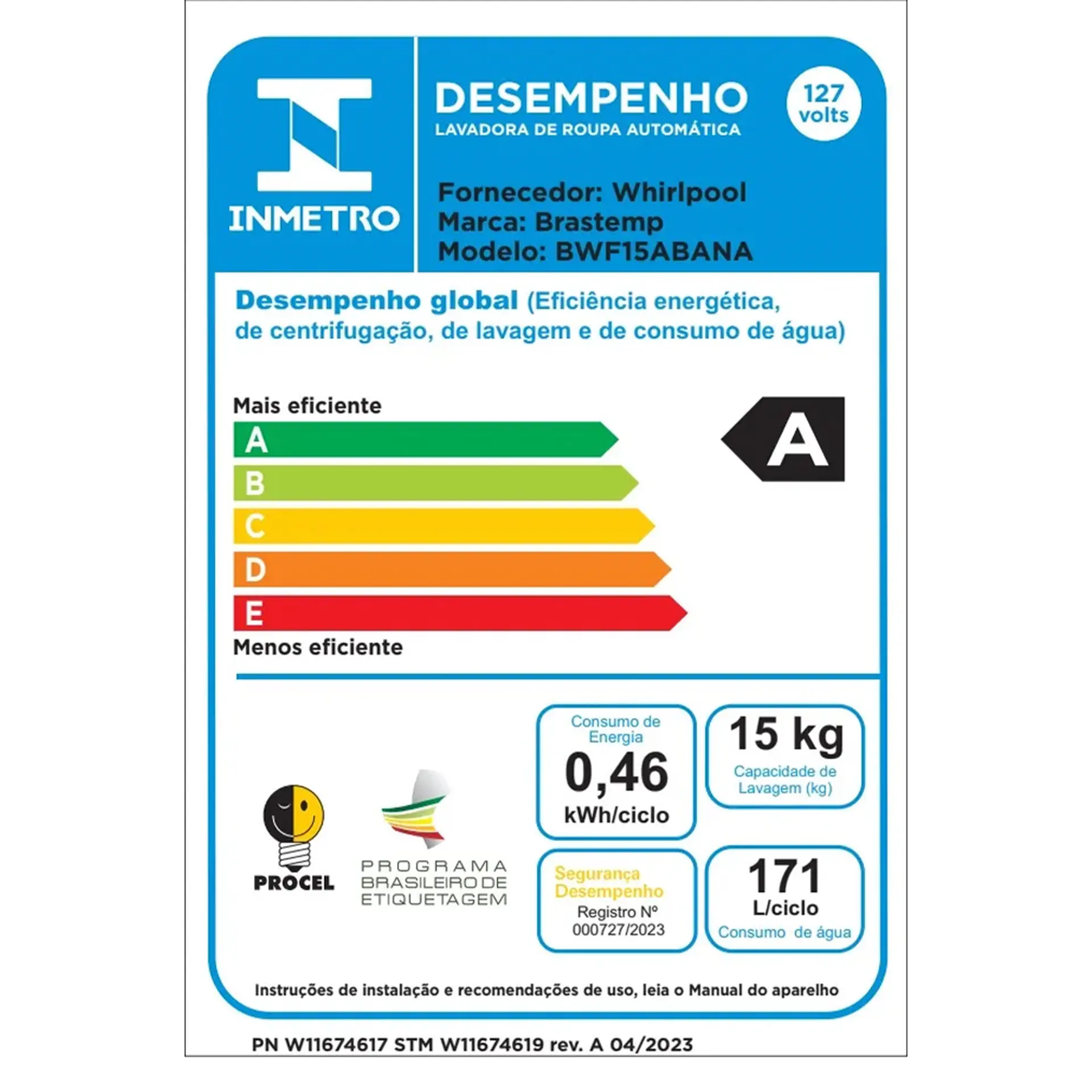 Máquina de Lavar Brastemp 15kg Automática Cesto Inox Multi Dispenser BWF15AB - Branco - 110 Volts