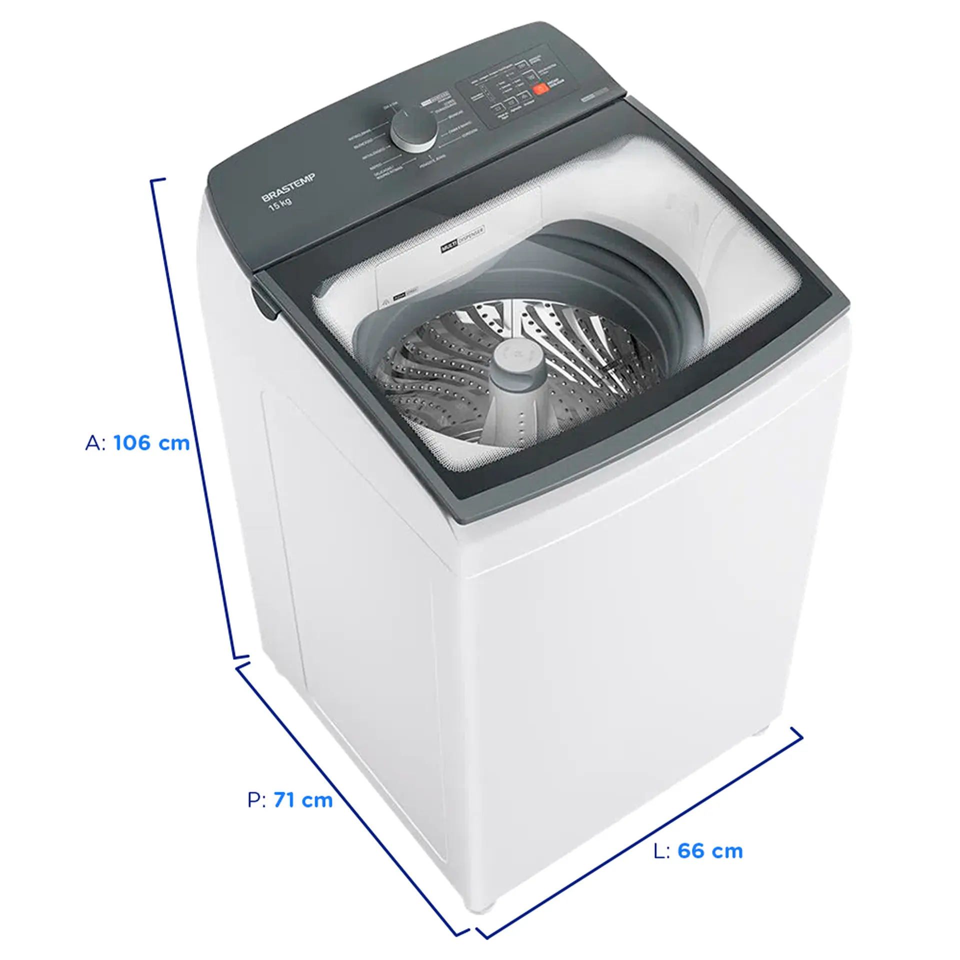 Máquina de Lavar Brastemp 15kg Automática Cesto Inox Multi Dispenser BWF15AB - Branco - 110 Volts