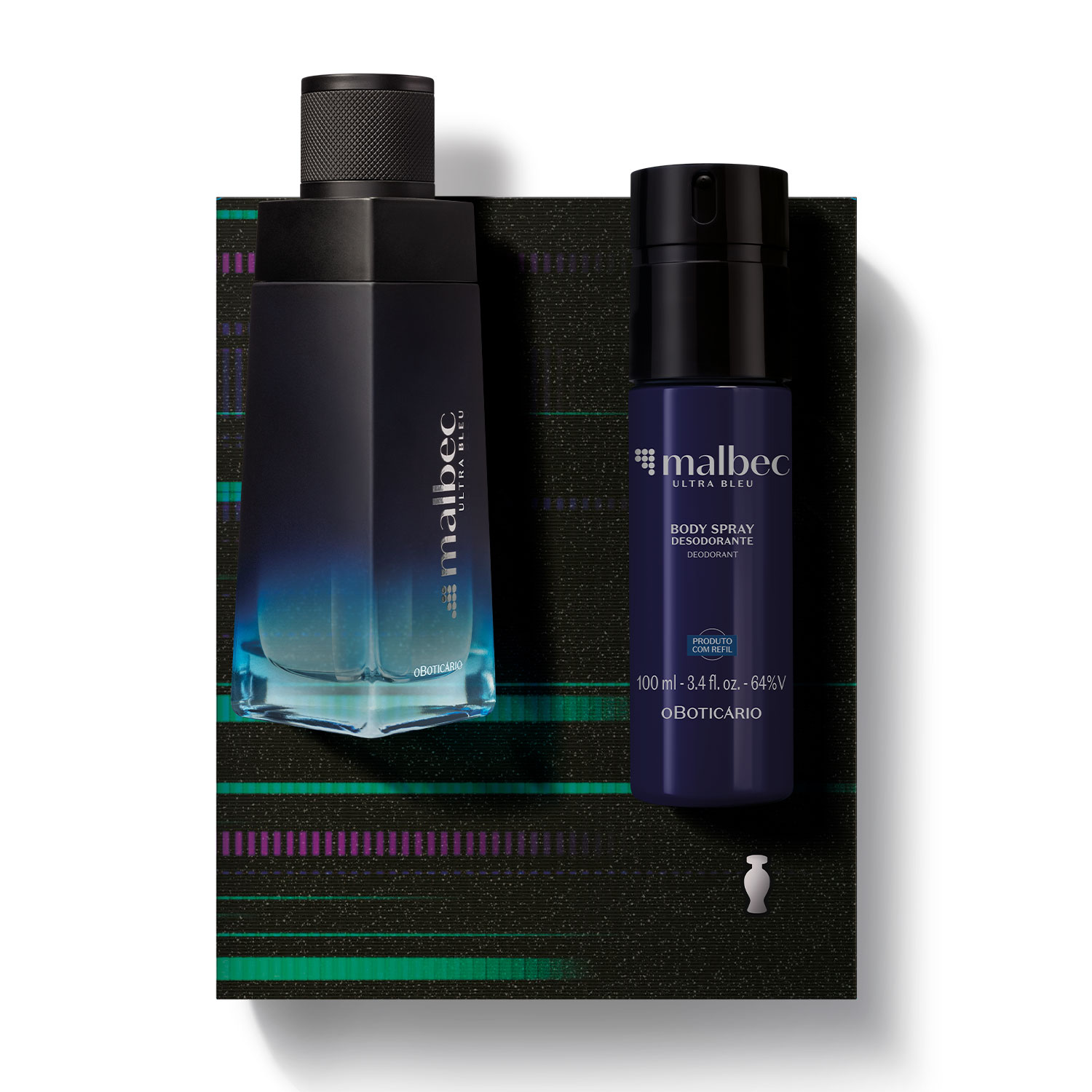 Combo Presente Malbec Ultra Bleu: Desodorante Colônia 100ml + Desodorante Body Spray 100ml + Caixa para Presente