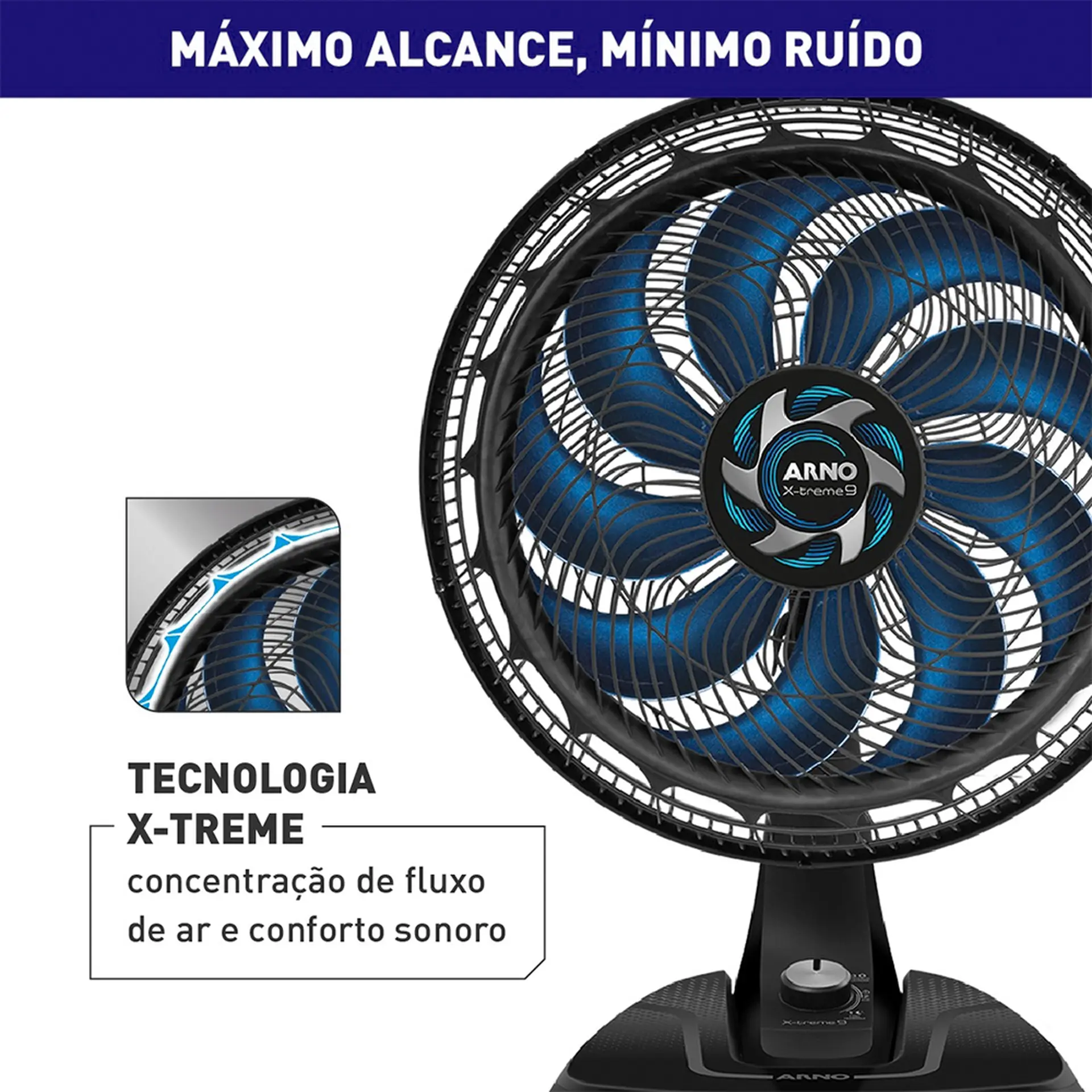 Ventilador de Mesa Arno X-treme 9 40cm 160W VE90 - Preto - 110 Volts