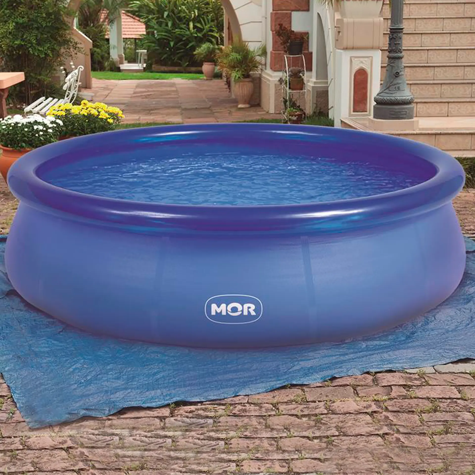 Piscina Inflável com Válvula de Filtro e Kit Reparo Mor Redonda 3400L - Azul