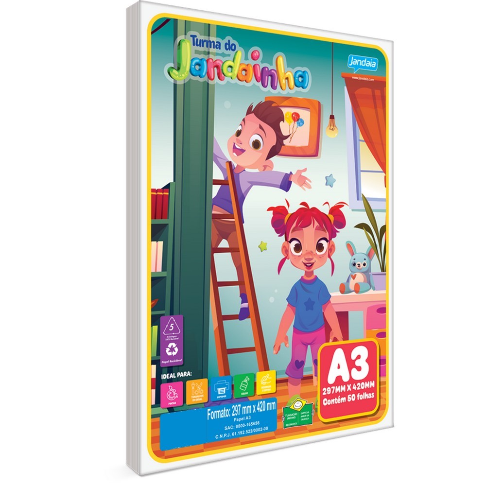 Papel A3 Branco Jandainha 120gr Resma 50 Folhas 59438