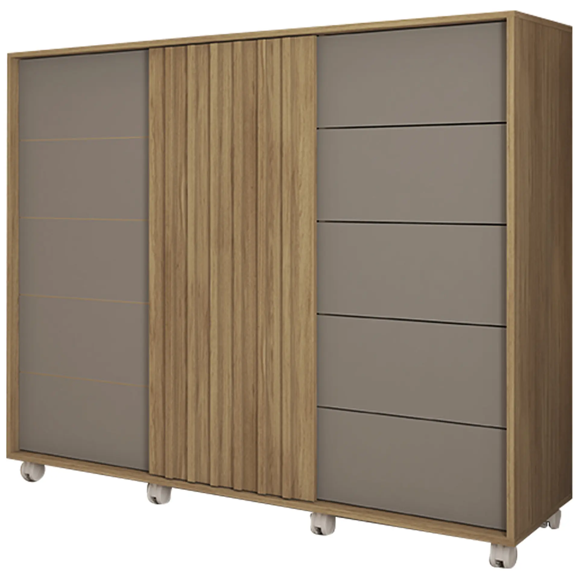 Cômoda 2 Portas 5 Gavetas MDP com Cabideiro Pegasus Caemmun - Buriti/Fendi
