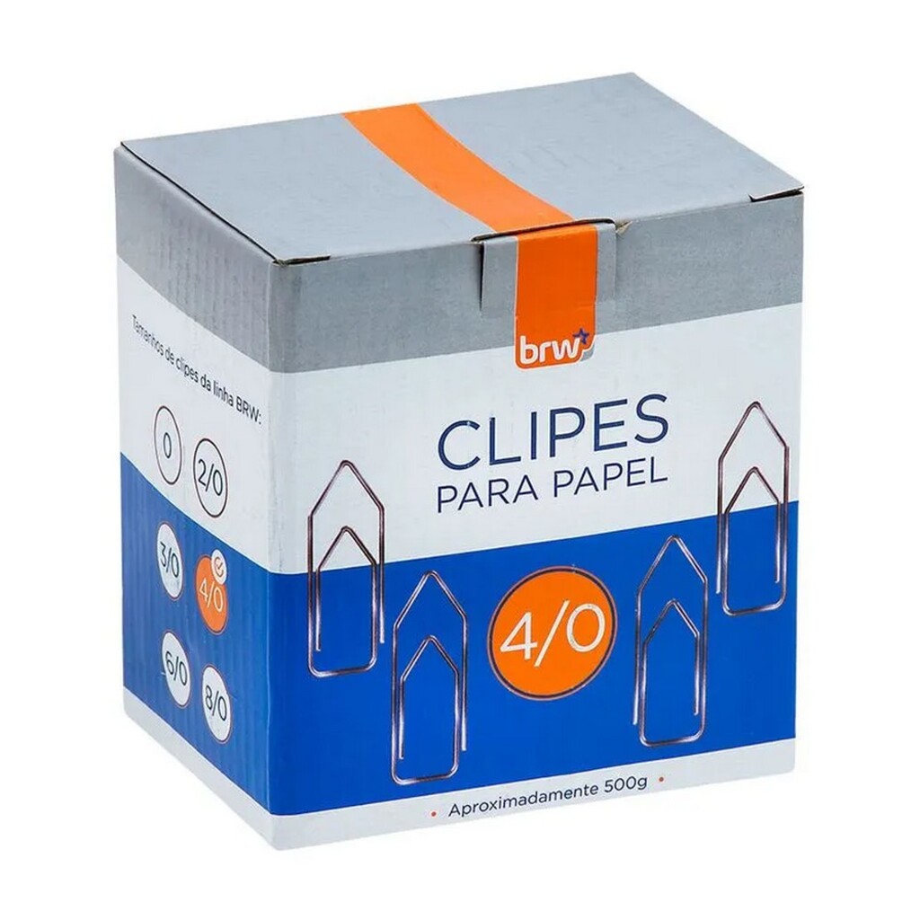 Clips Metálico Galvanizado 4/0 BRW - Caixa com 500 Gramas - CL5004