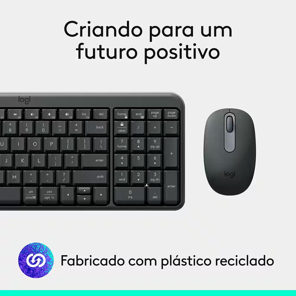 Kit Teclado + Mouse sem Fio Logitech MK250 Grafite 920013516