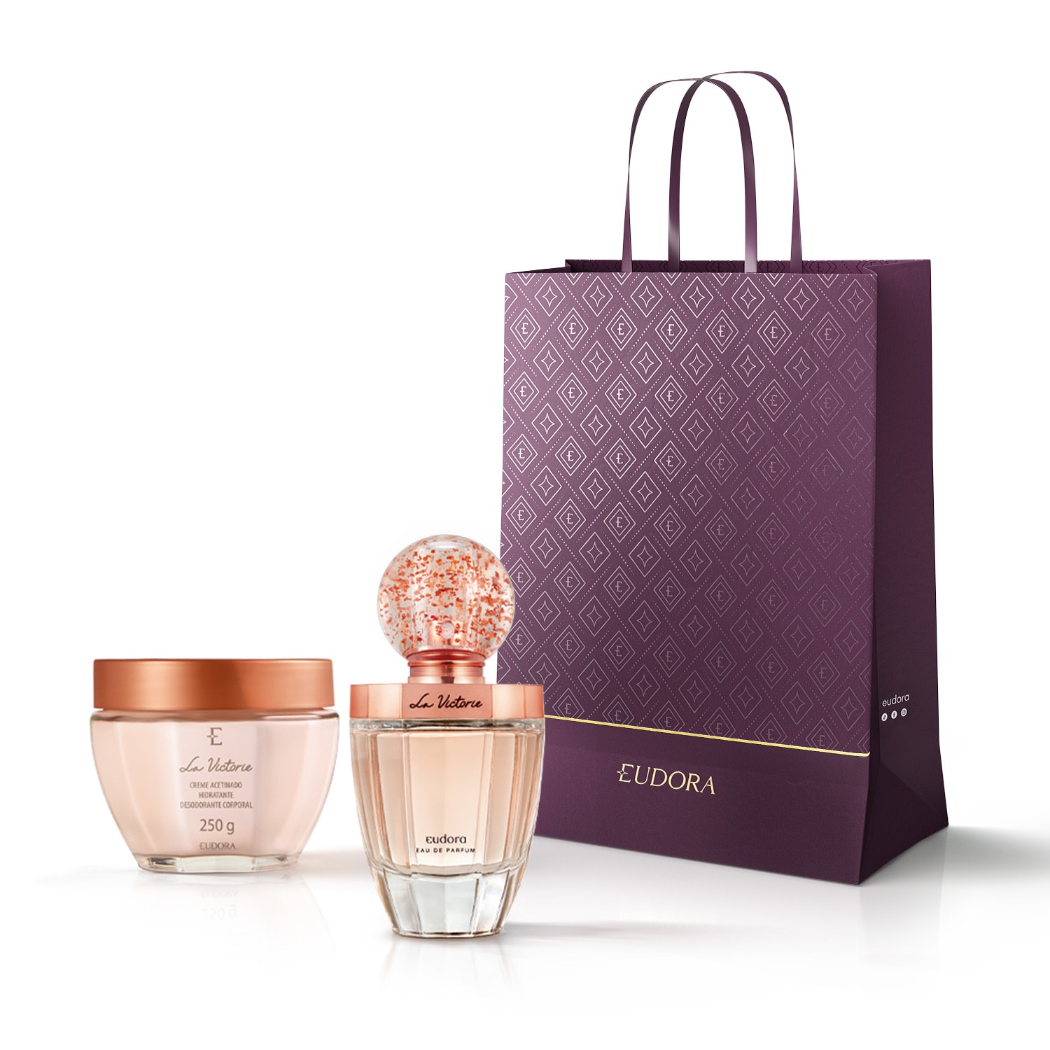 Combo Presente Natal La Victorie: Eau De Parfum 75ml + Creme Acetinado 250g + Sacola