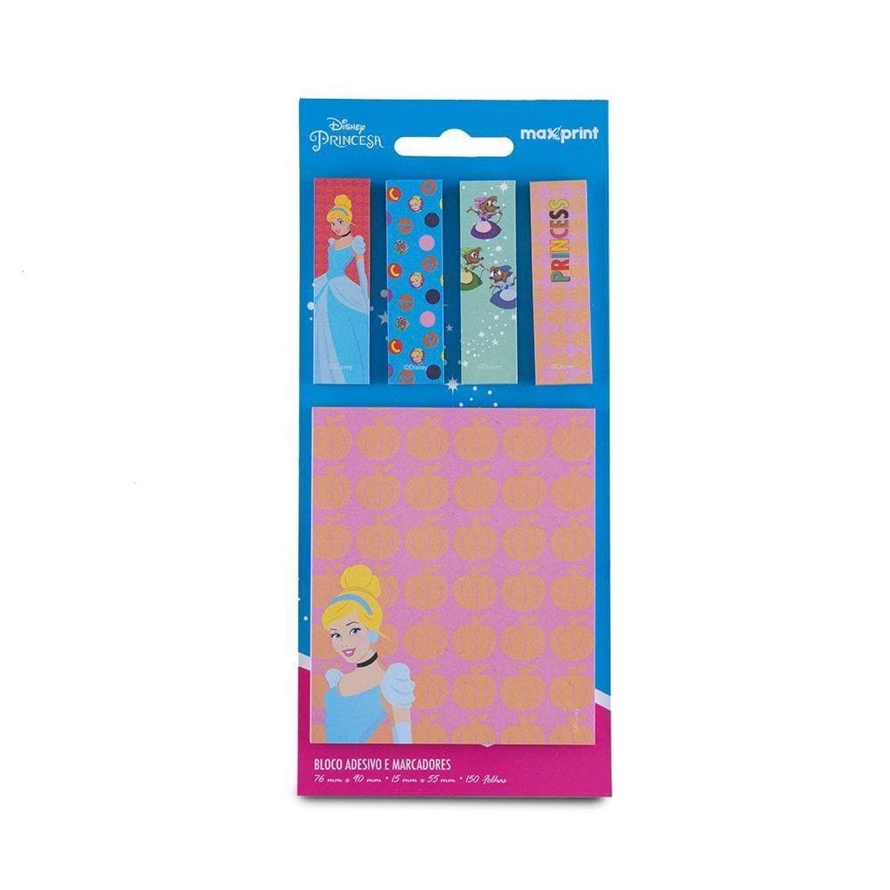 Bloco Adesivo e Marcadores Maxprint Cinderela 76x90mm com 150 Folhas