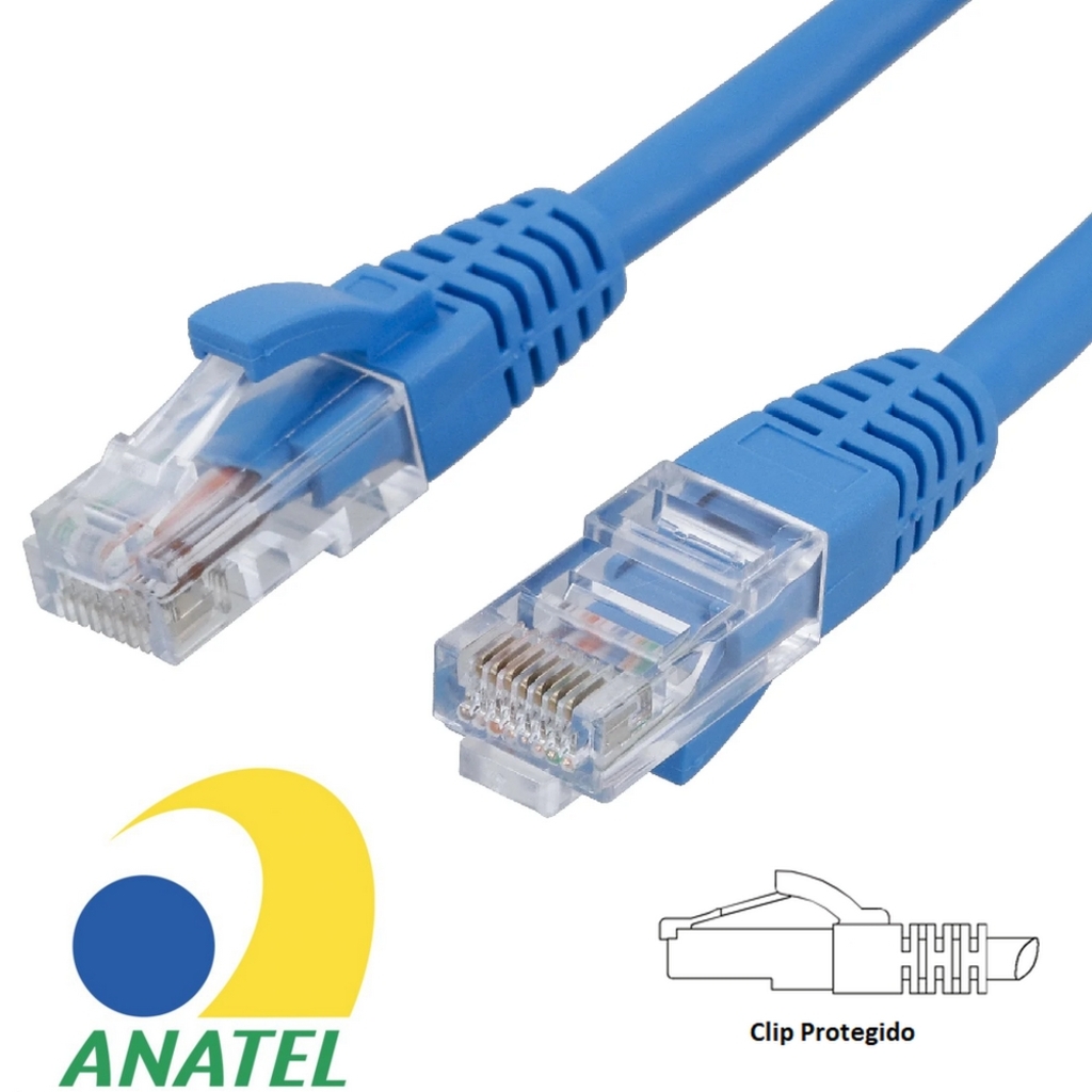 Cabo Patch Cord Cat.6 1,5 Metros Azul Seccon SecLan CY-5128-CAT6-1.5M-BL - Homologado ANATEL