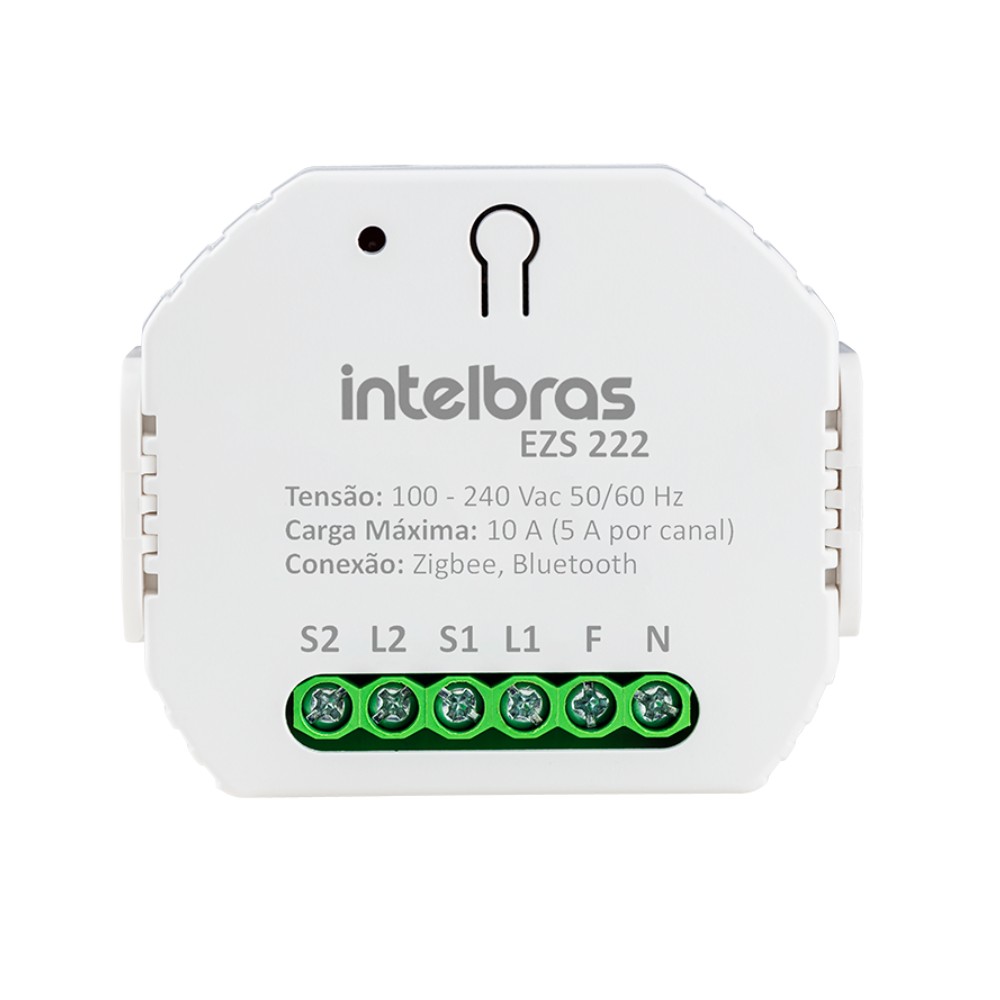 Mini Controlador Inteligente Interruptor ZIGBEE 2 Cargas EZS 222 Intelbras