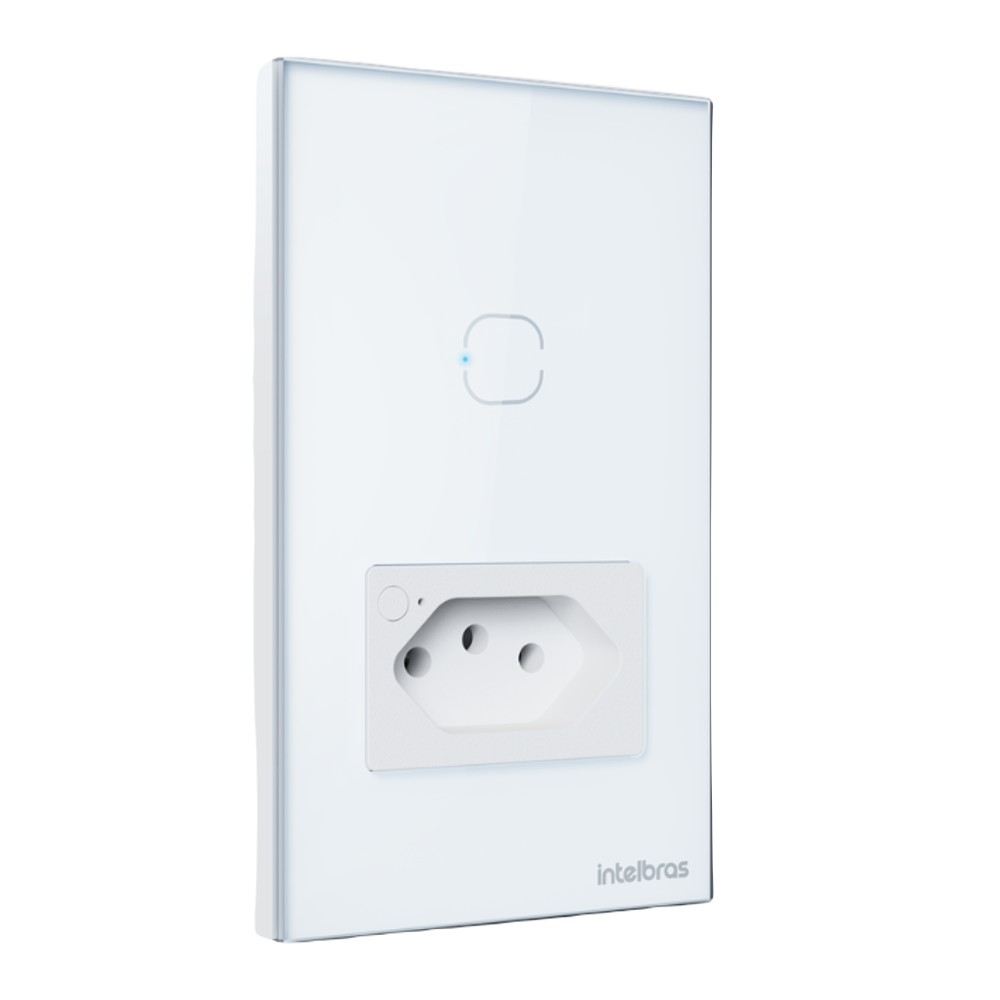 Tomada Simples 10A IZY Smart Wi Fi Com Interruptor 1 Tecla ETS 2001 Branco Intelbras