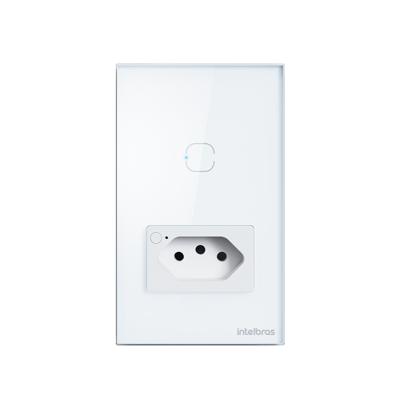 Tomada Simples 10A IZY Smart Wi Fi Com Interruptor 1 Tecla ETS 2001 Branco Intelbras