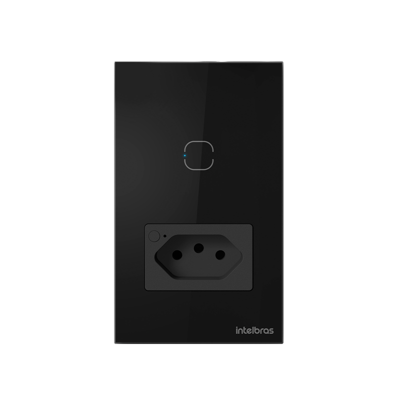 Tomada Simples 10A IZY Smart Wi Fi Com Interruptor 1 Tecla ETS 2001 Preto Intelbras