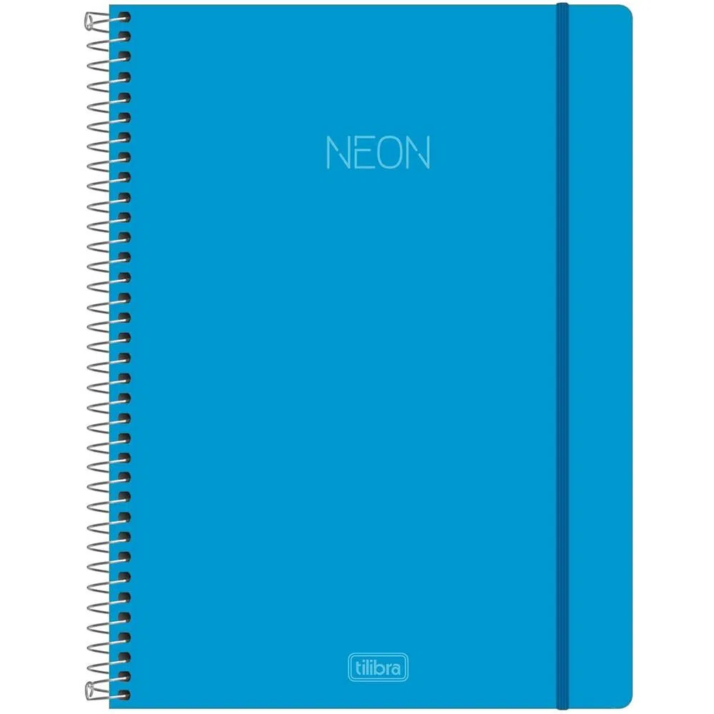 Caderno Tilibra Universitário Neon Azul 160 Folhas 10 Matérias
