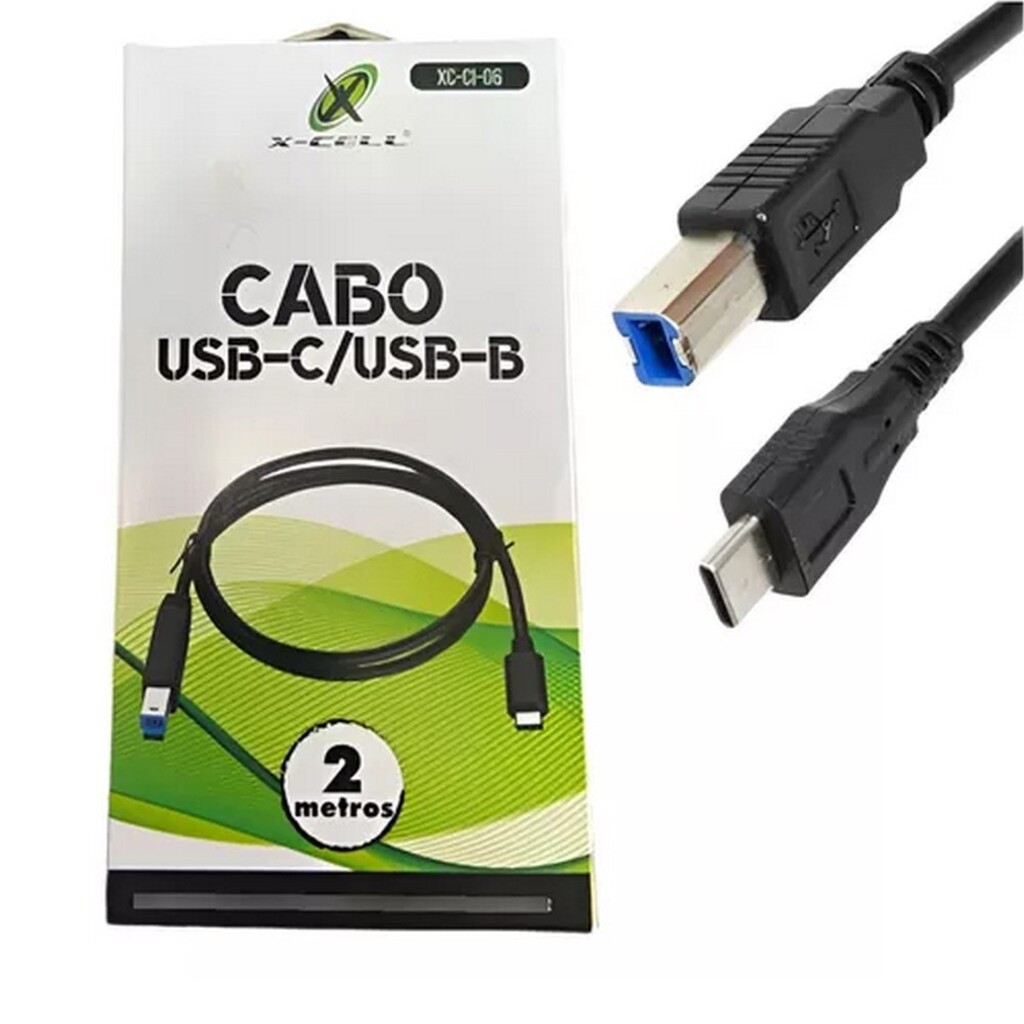 Cabo USB A-Macho - C-Macho 2,0 Metros 3.1 Preto X-Cell - XC-CI-06