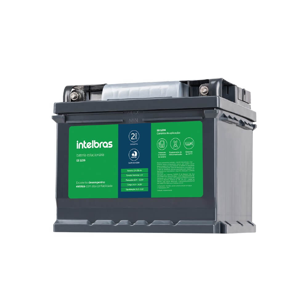 Bateria Elétrica Estácionária PB ÁCIDO 12V 36AH EB 1236 Intelbras