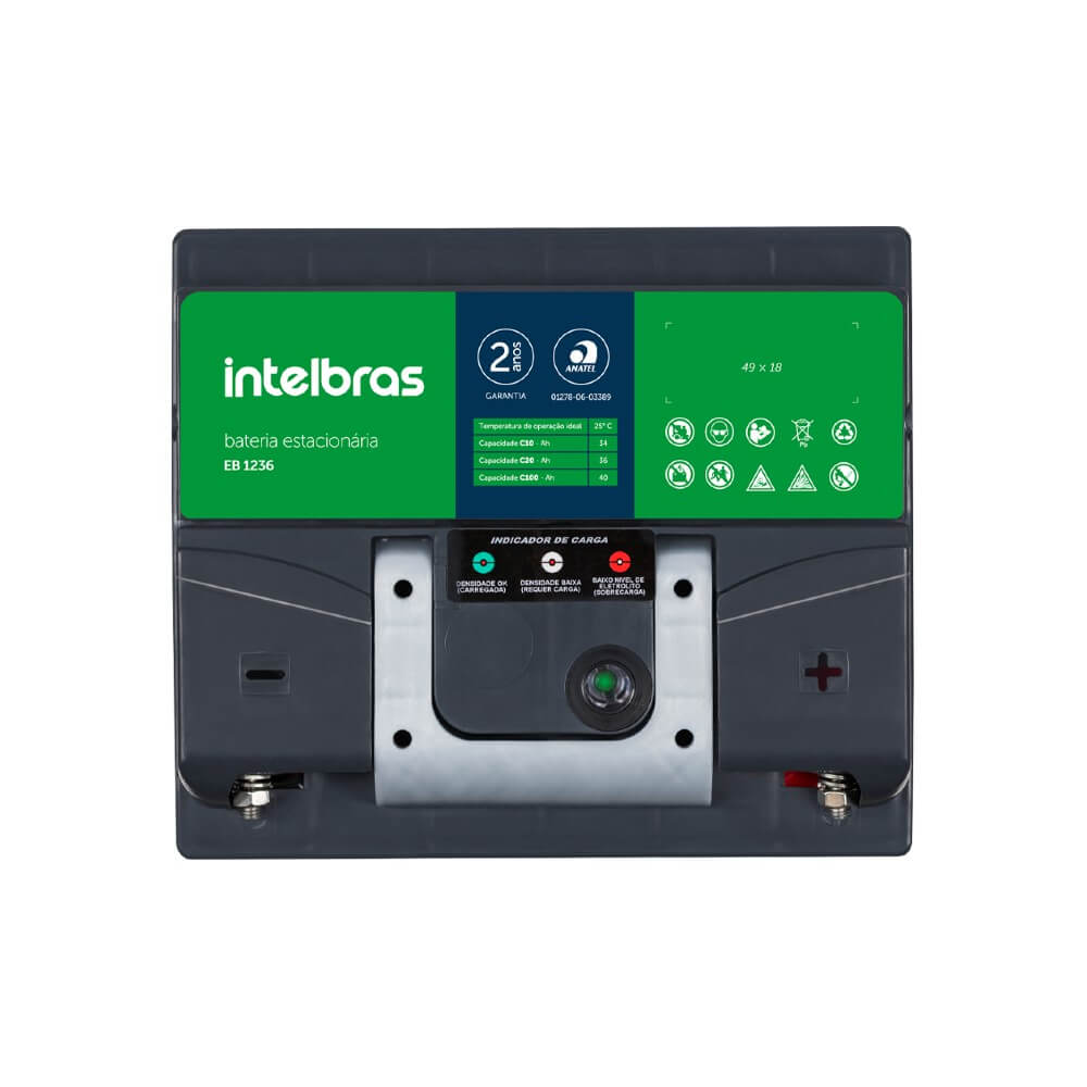 Bateria Elétrica Estácionária PB ÁCIDO 12V 36AH EB 1236 Intelbras