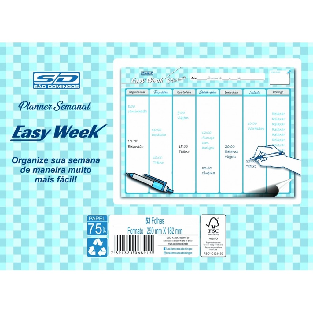 Planner Semanal 250x182mm 53F São Domingos Unitário - 6891