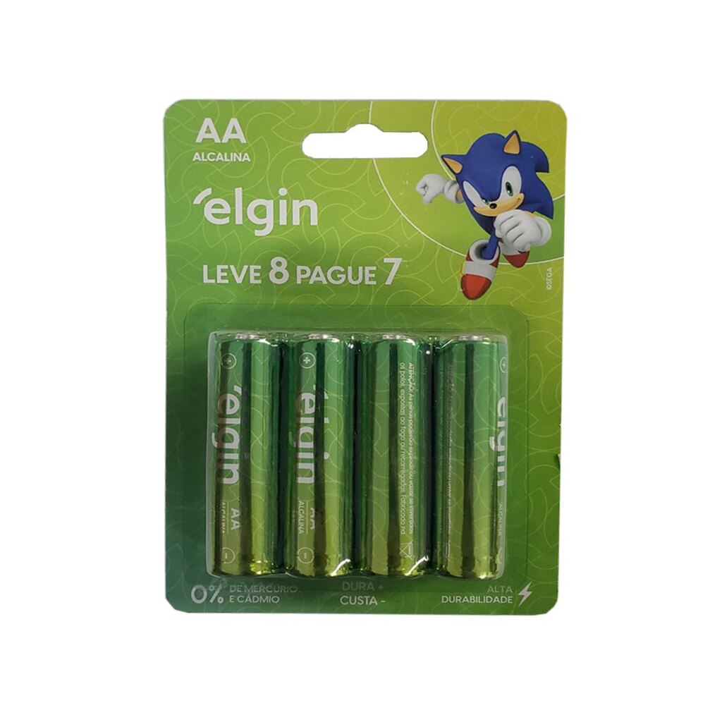 Pilha Alcalina AA Elgin - 82343 - Blister com 8 Pilhas