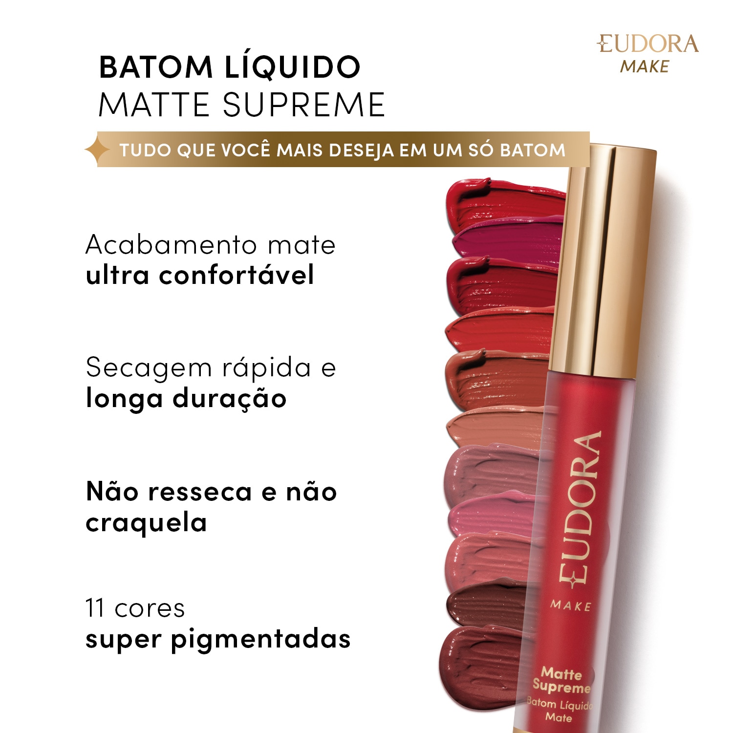 Batom Líquido Matte Supreme Eudora Nude Desejo 4ml