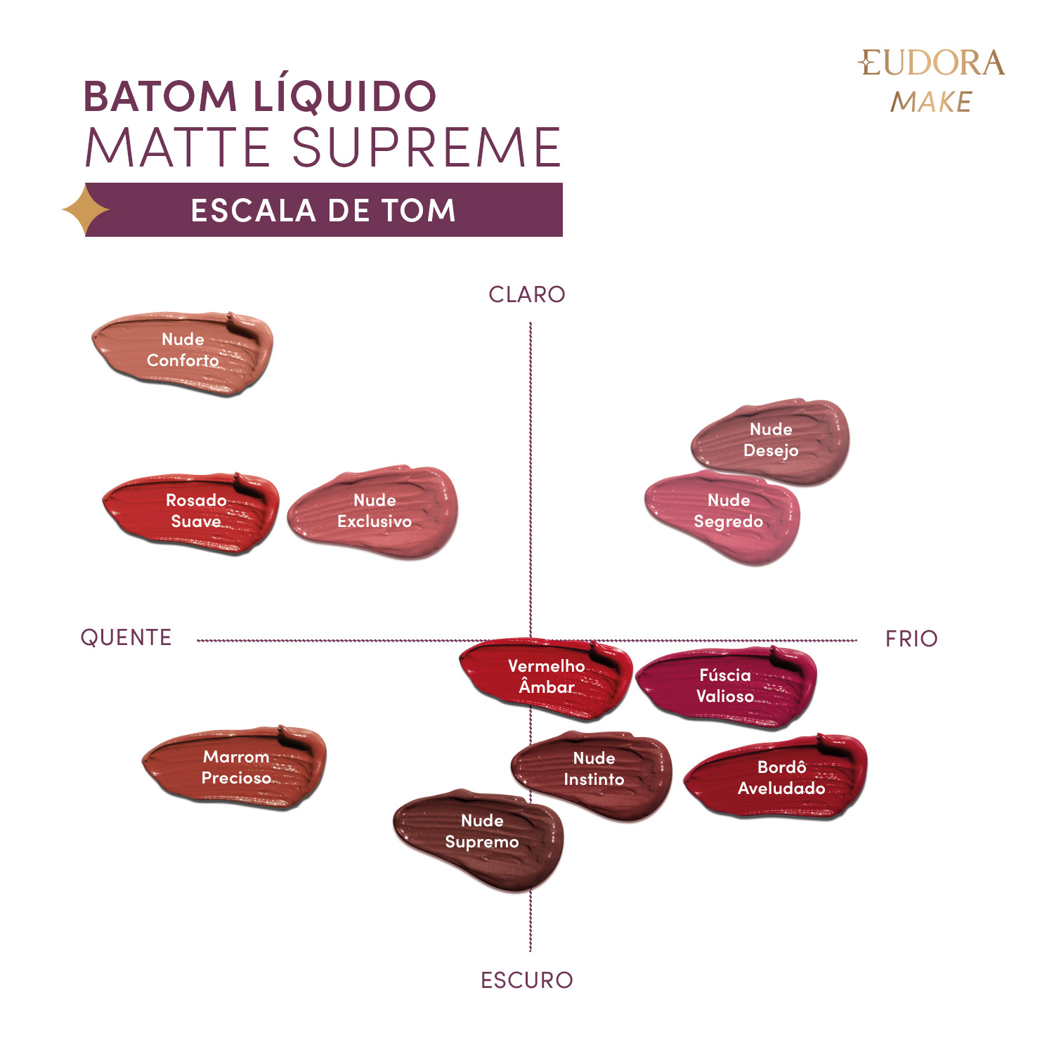 Batom Líquido Matte Supreme Eudora Nude Desejo 4ml