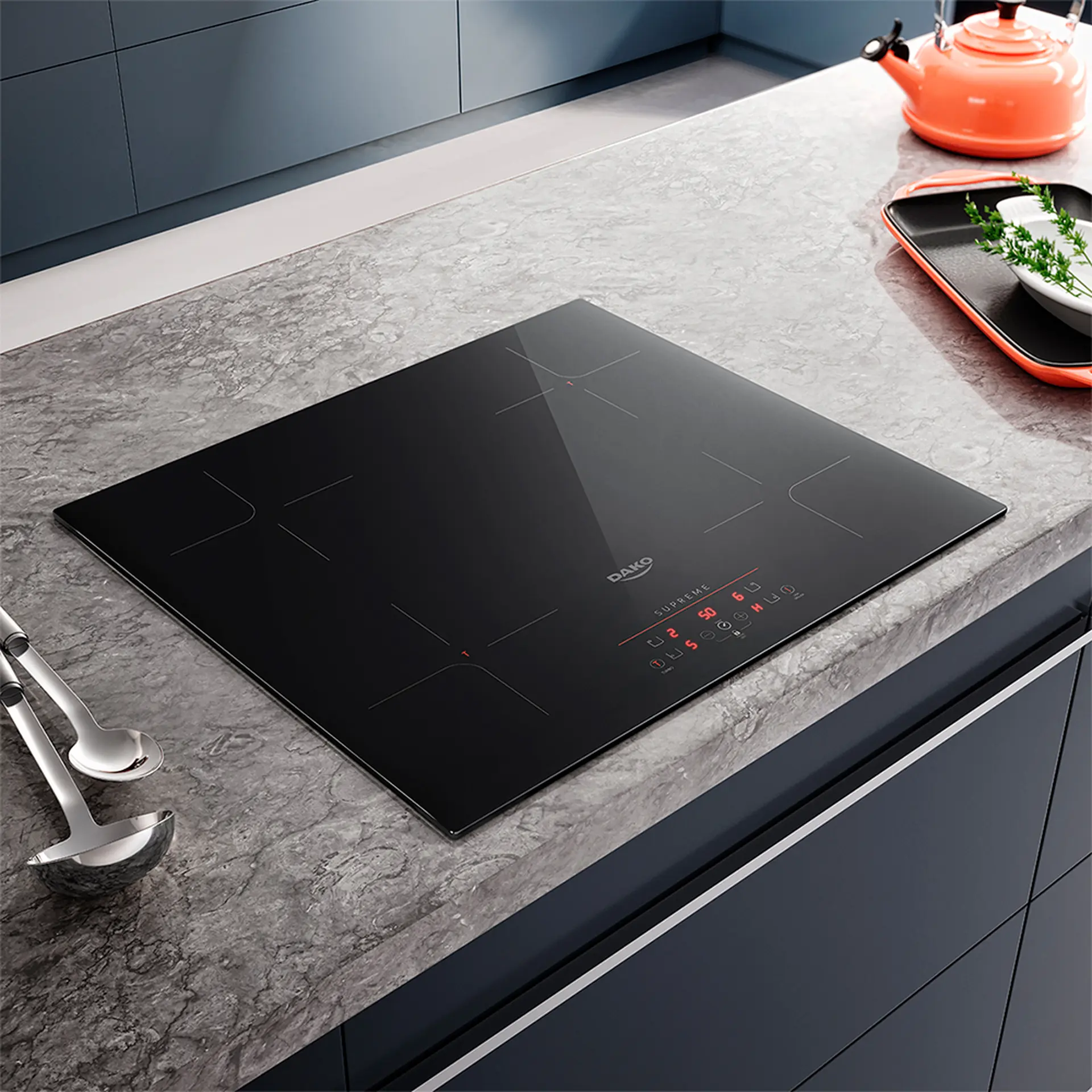 Cooktop por Indução Dako Supreme 4 Zonas com Trava de Segurança - Preto - 220 Volts