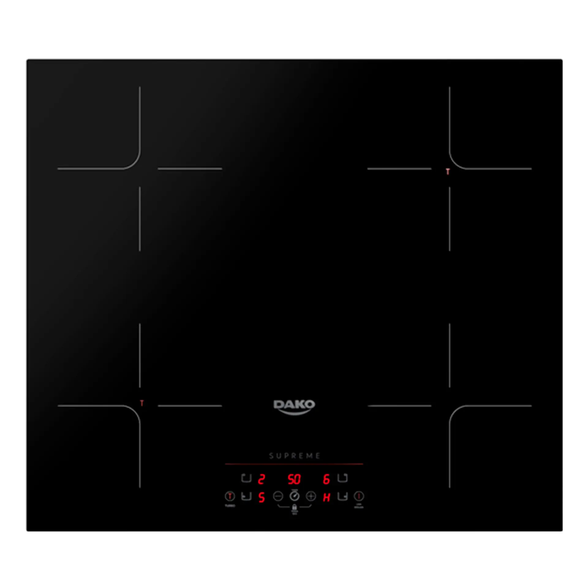 Cooktop por Indução Dako Supreme 4 Zonas com Trava de Segurança - Preto - 220 Volts
