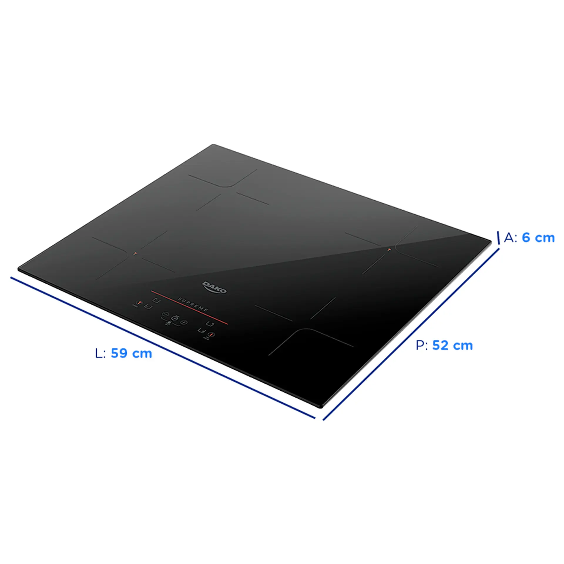 Cooktop por Indução Dako Supreme 4 Zonas com Trava de Segurança - Preto - 220 Volts