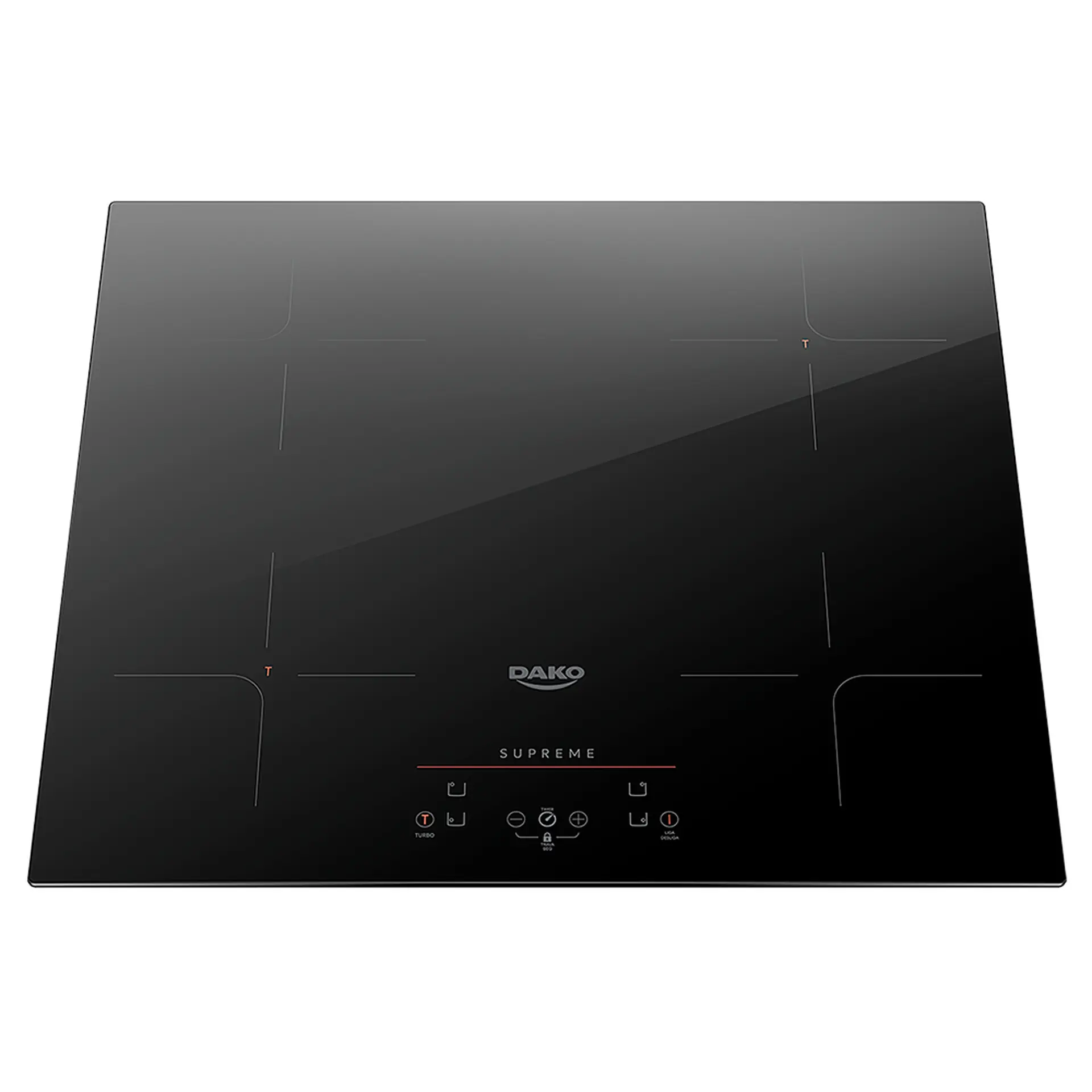 Cooktop por Indução Dako Supreme 4 Zonas com Trava de Segurança - Preto - 220 Volts