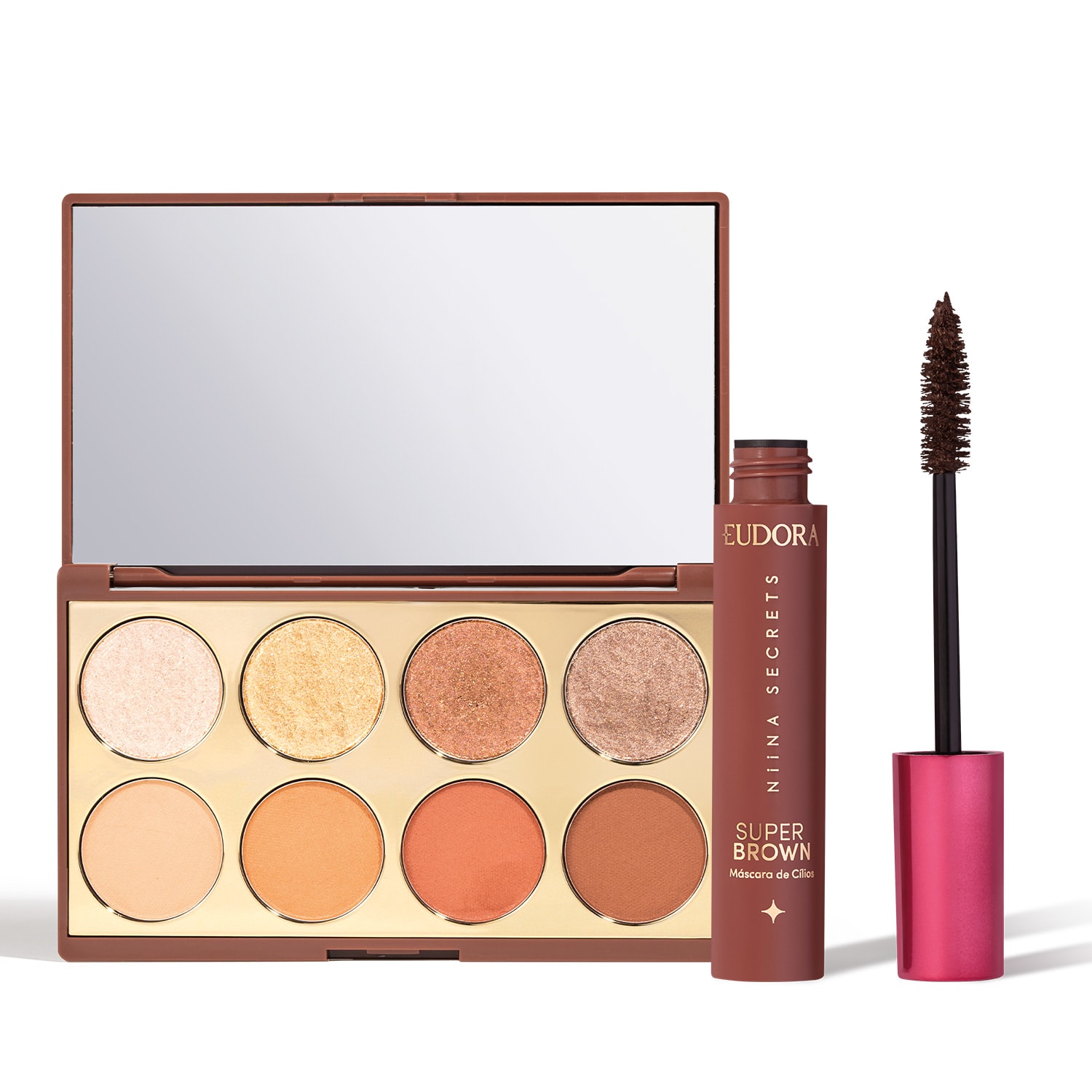 Combo Niina Secrets: Paleta de Sombras Neutrals 5,6g + Máscara Super Brown 10g