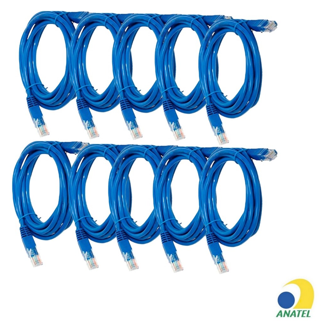 Cabo Patch Cord Cat.6 1,5m Azul Legrand 51809 100% Cobre Homologado ANATEL Kit 10 Unidades