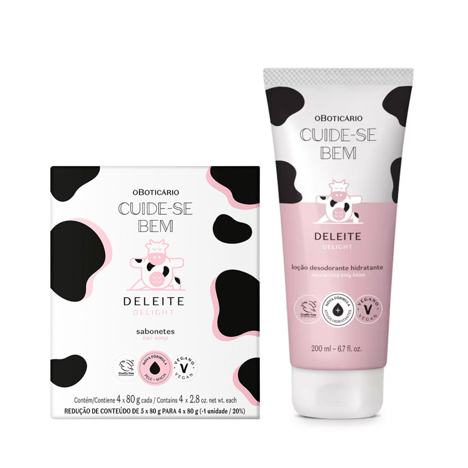 Combo Cuide-Bem Deleite: Loção Corporal 200ml + Sabonete em Barra 4x80g