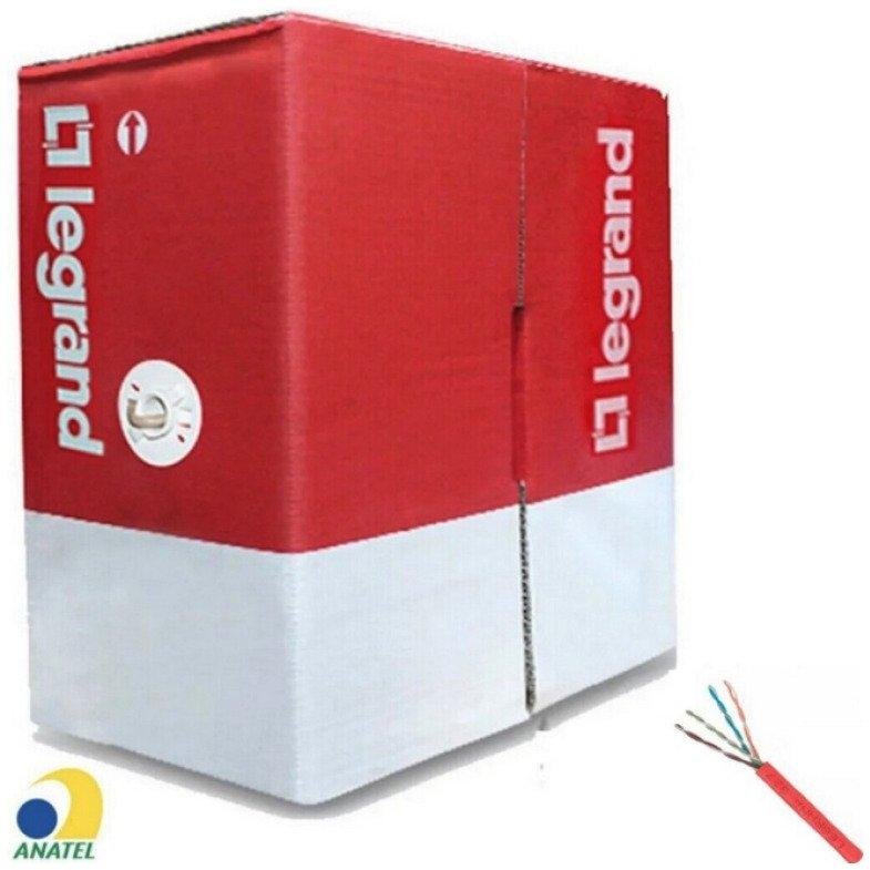 Cabo de Rede 23AWG Legrand Cat.6 LSZH 4 Pares Vermelho 63030116 Caixa 305m 100% Cobre Homologado ANATEL