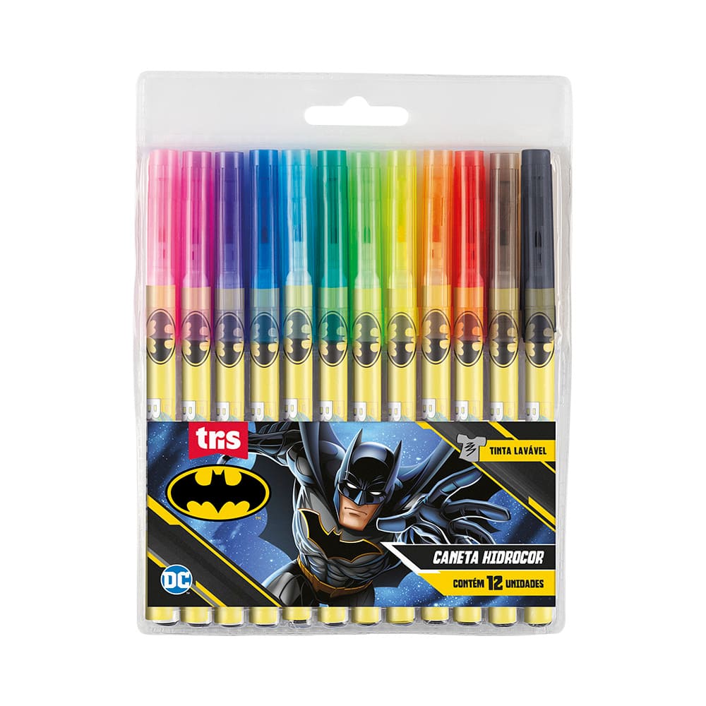 Canetinha Hidrocor TRIS Batman Ponta Fina 12 Cores