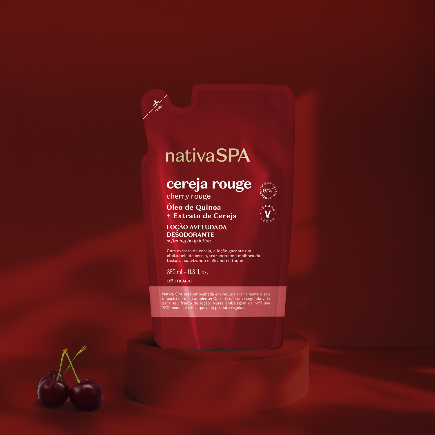Refil Loção Aveludada Desodorante Corporal Nativa Spa Cereja Rouge 350ml
