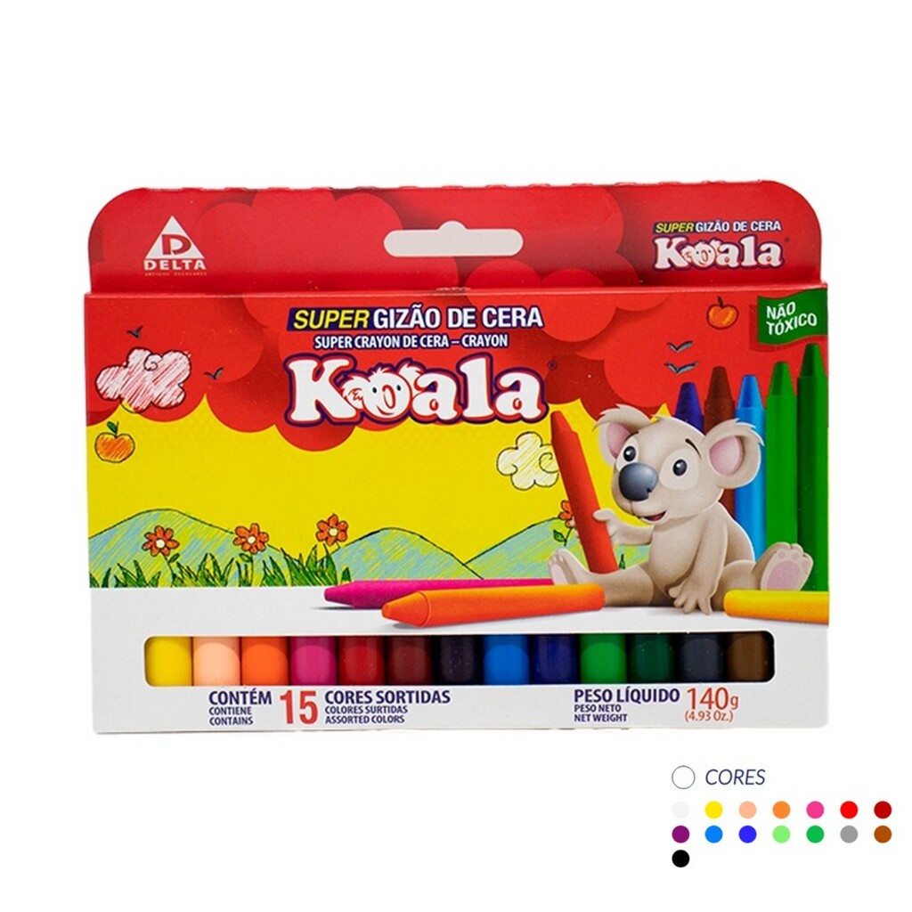 Giz de Cera 15 Cores Super Gizão - Koala - 0933