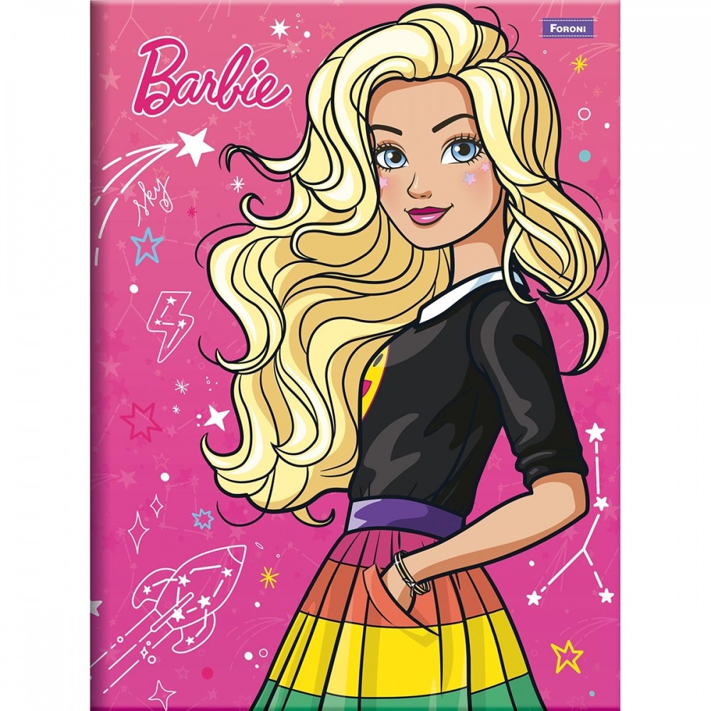 Caderno Brochura Foroni Barbie Capa Dura 80 Folhas Sortido