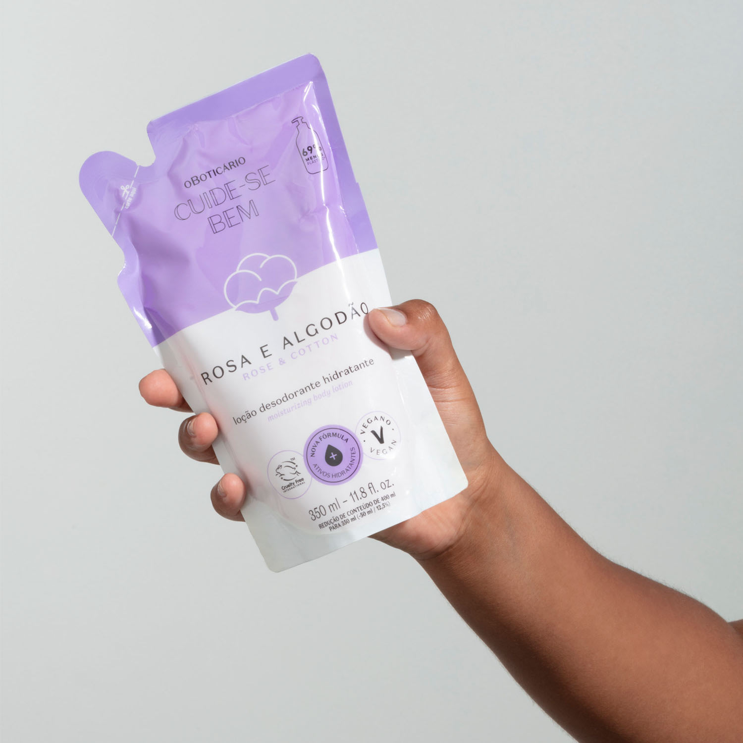 Refil Loção Desodorante Hidratante Cuide-se Bem Rosa e Algodão 350ml