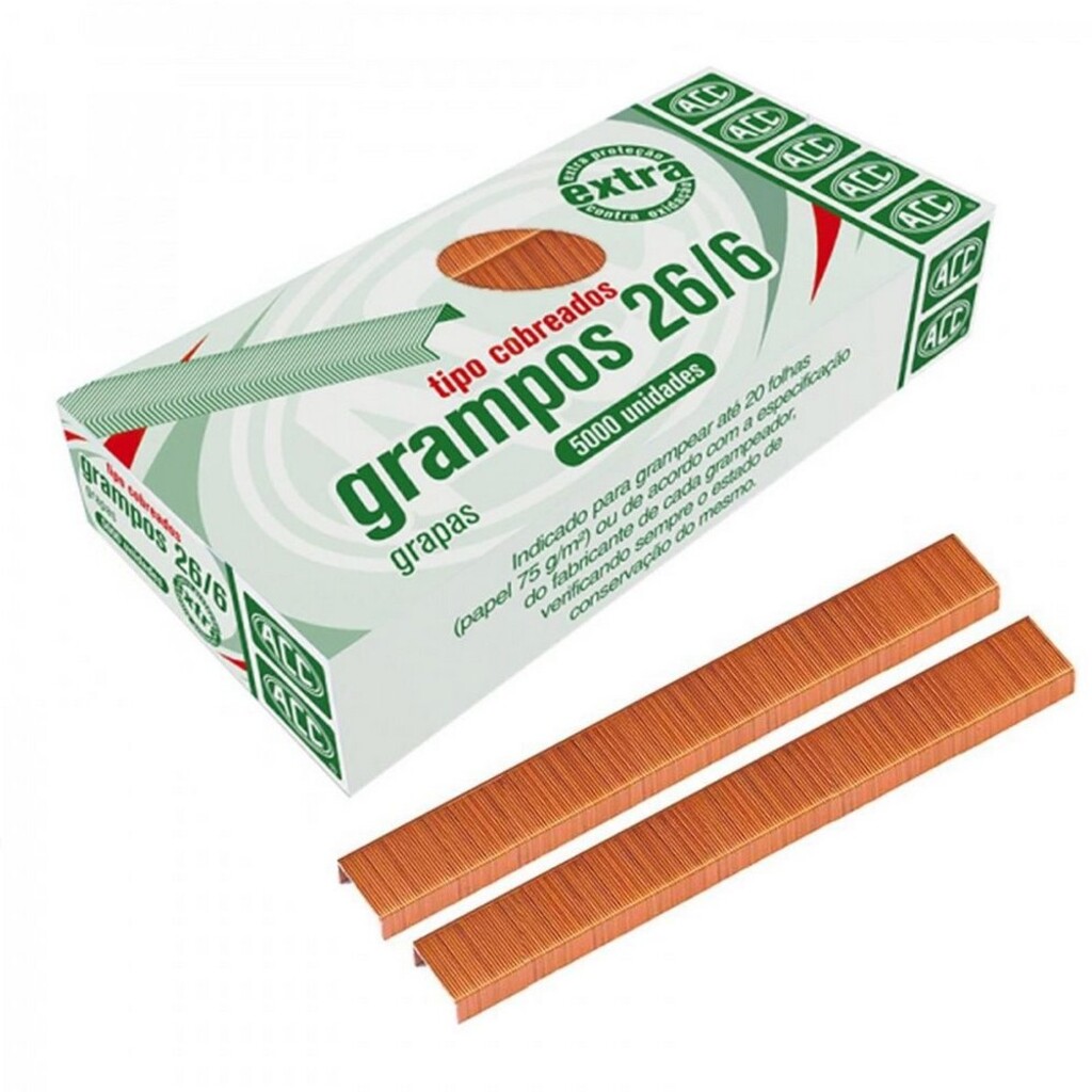 Grampos Cobreado 26/6 Caixa com 5000 Unidades - ACC - 9.24.13.12-4