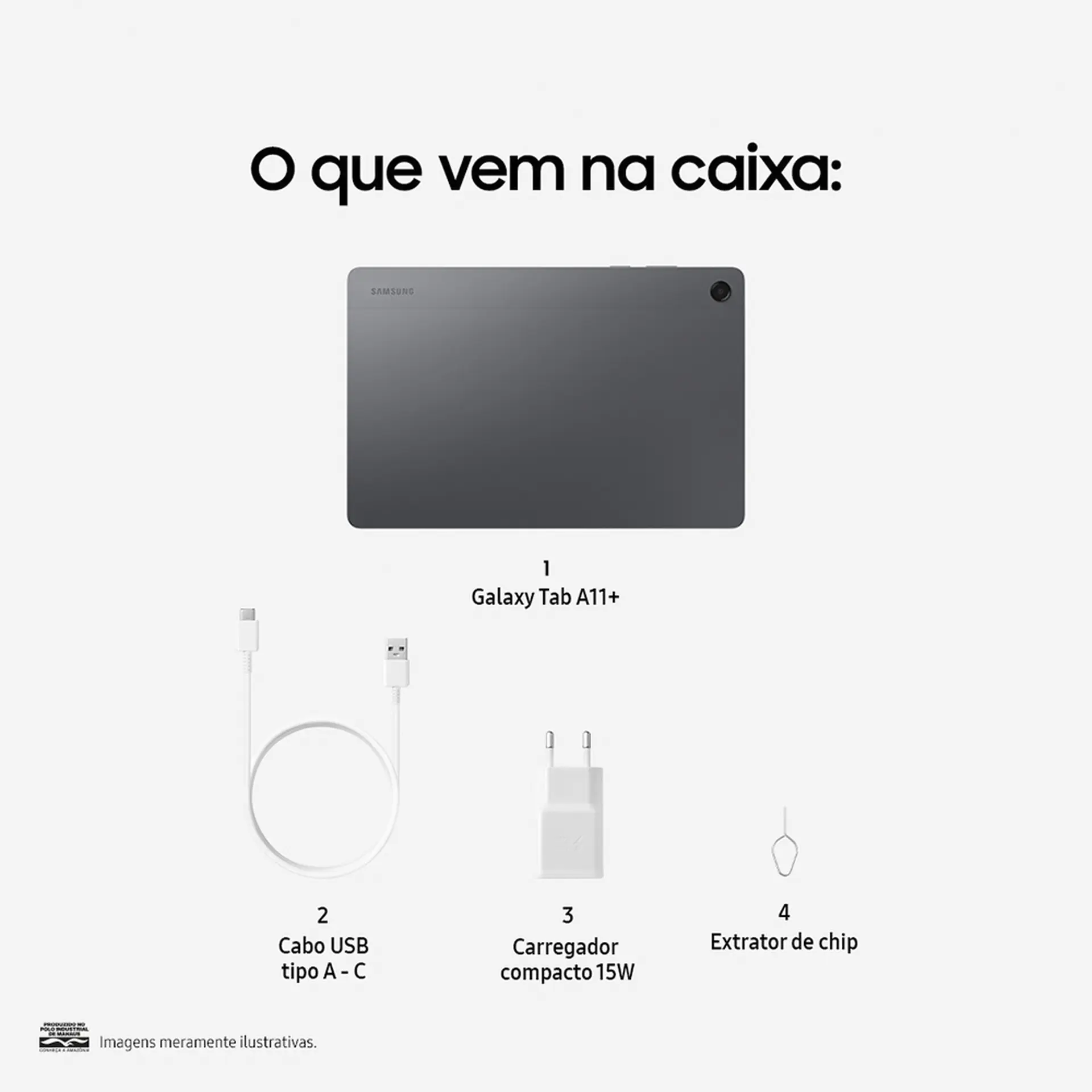 Tablet Samsung TAB A11+ 128GB 6GB Octa-Core 2,5GHz Android SM-X236BZAAZTO - Cinza - Bivolt