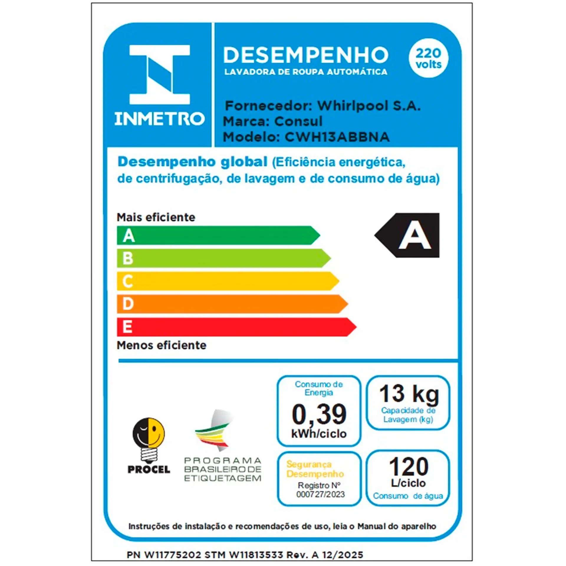 Máquina de Lavar Consul 13kg Automática CWH13AB - Branco - 110 Volts
