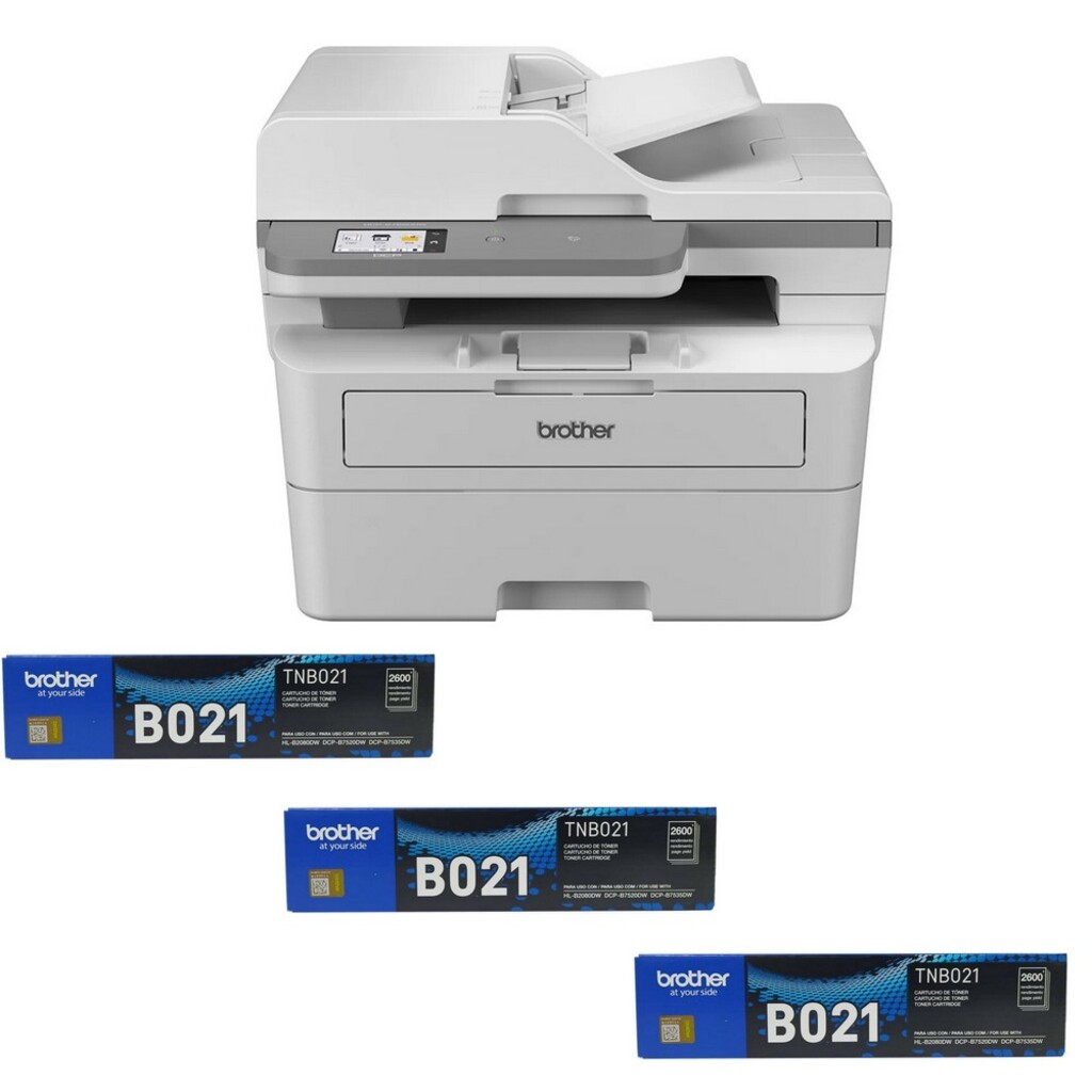 Kit Multifuncional Laser DCPB7650DW + 3 Toner Preto Original - TNB021BR - Brother