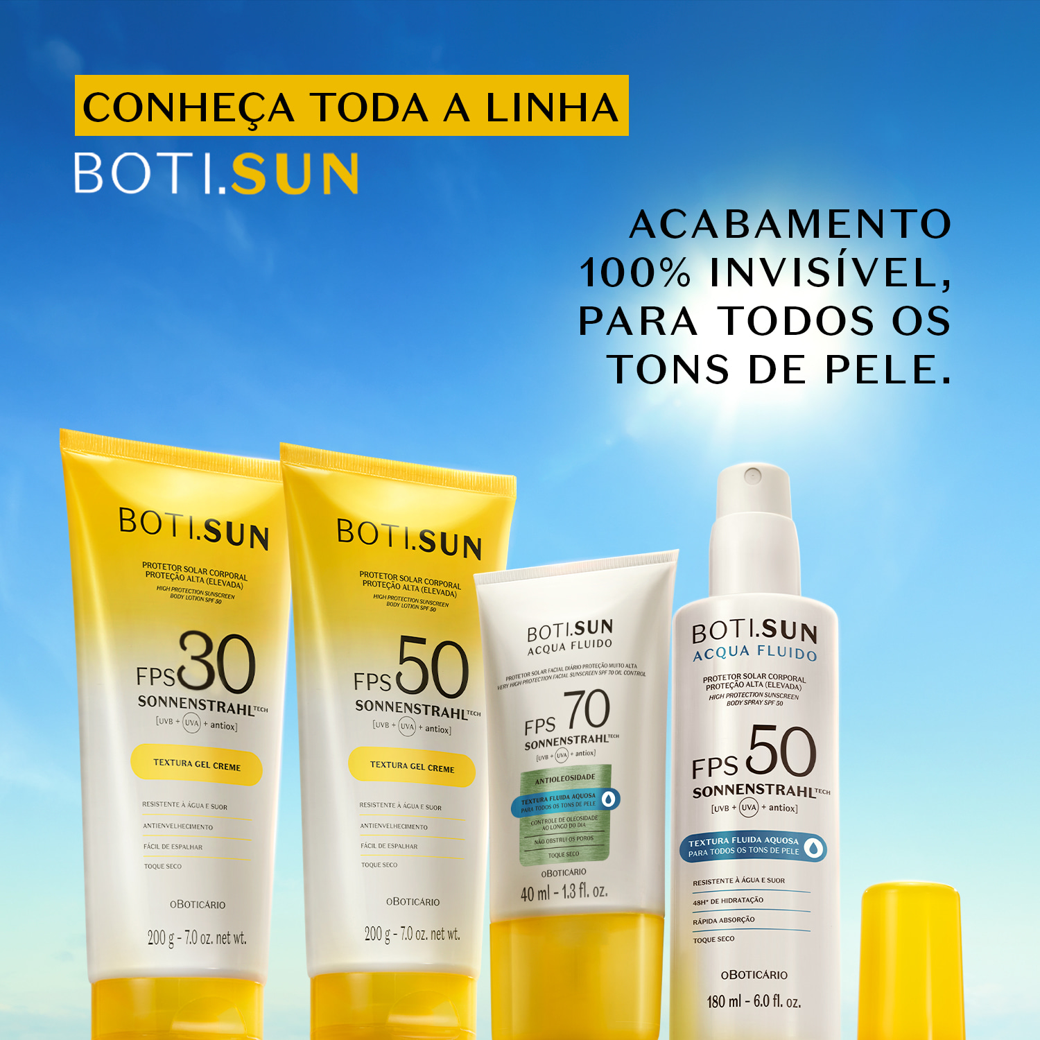 Protetor Solar Facial Antioleosidade FPS70 Boti.Sun Acqua Fluido 40ml