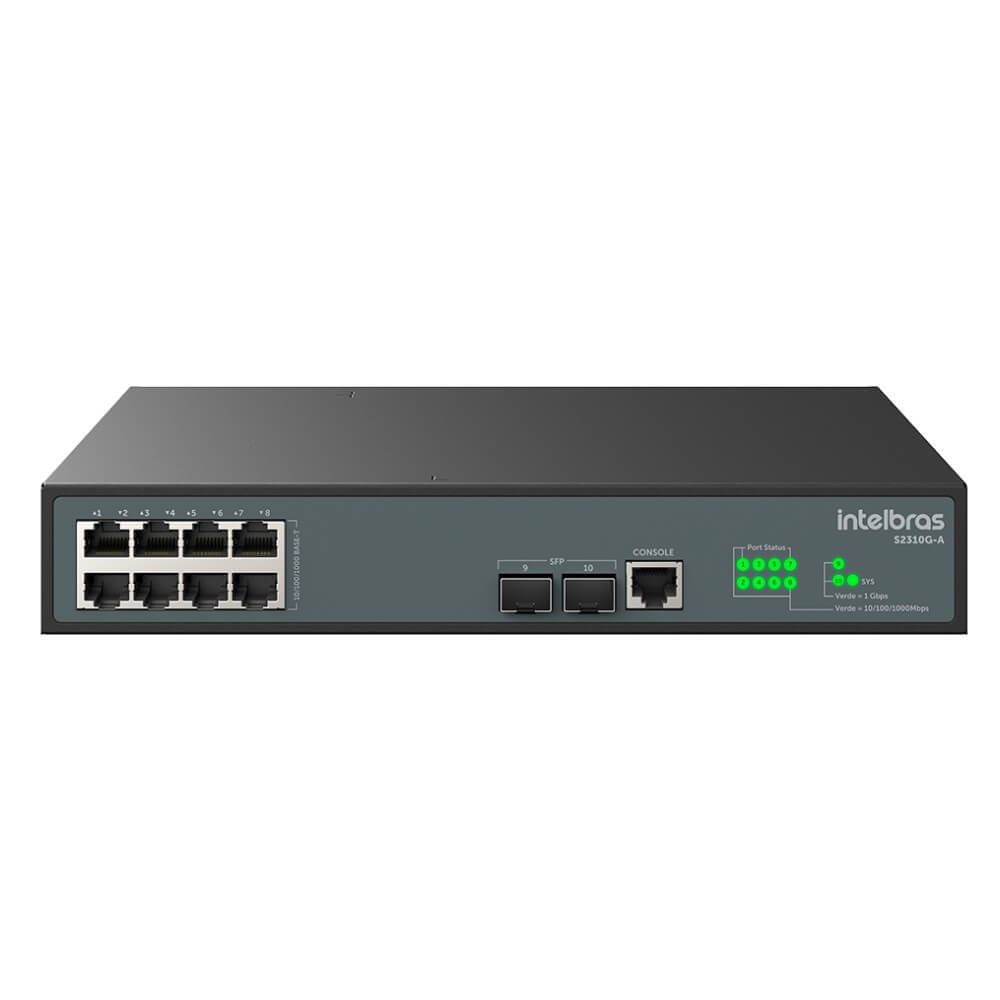 Switch Gerenciável 8 Portas 2P SFP 1000 BASE-X S2310G A Intelbras