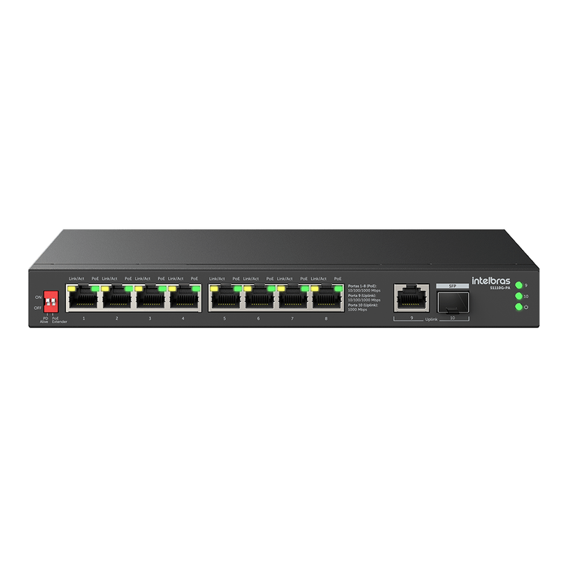 Switch Não Gerenciável 10 Portas 1000 Mbps S1110G PA Intelbras