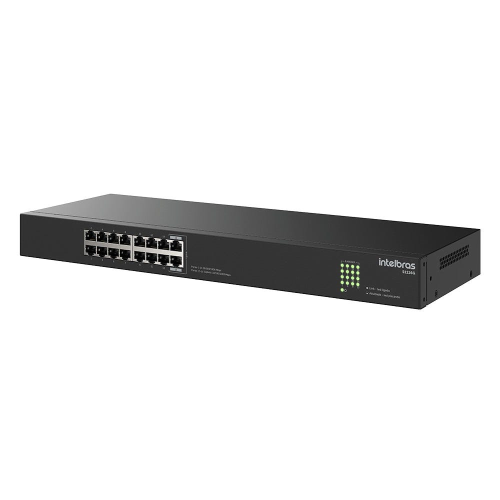 Switch Não Gerenciável 16 Portas 1000 Mbps S1116G Intelbras