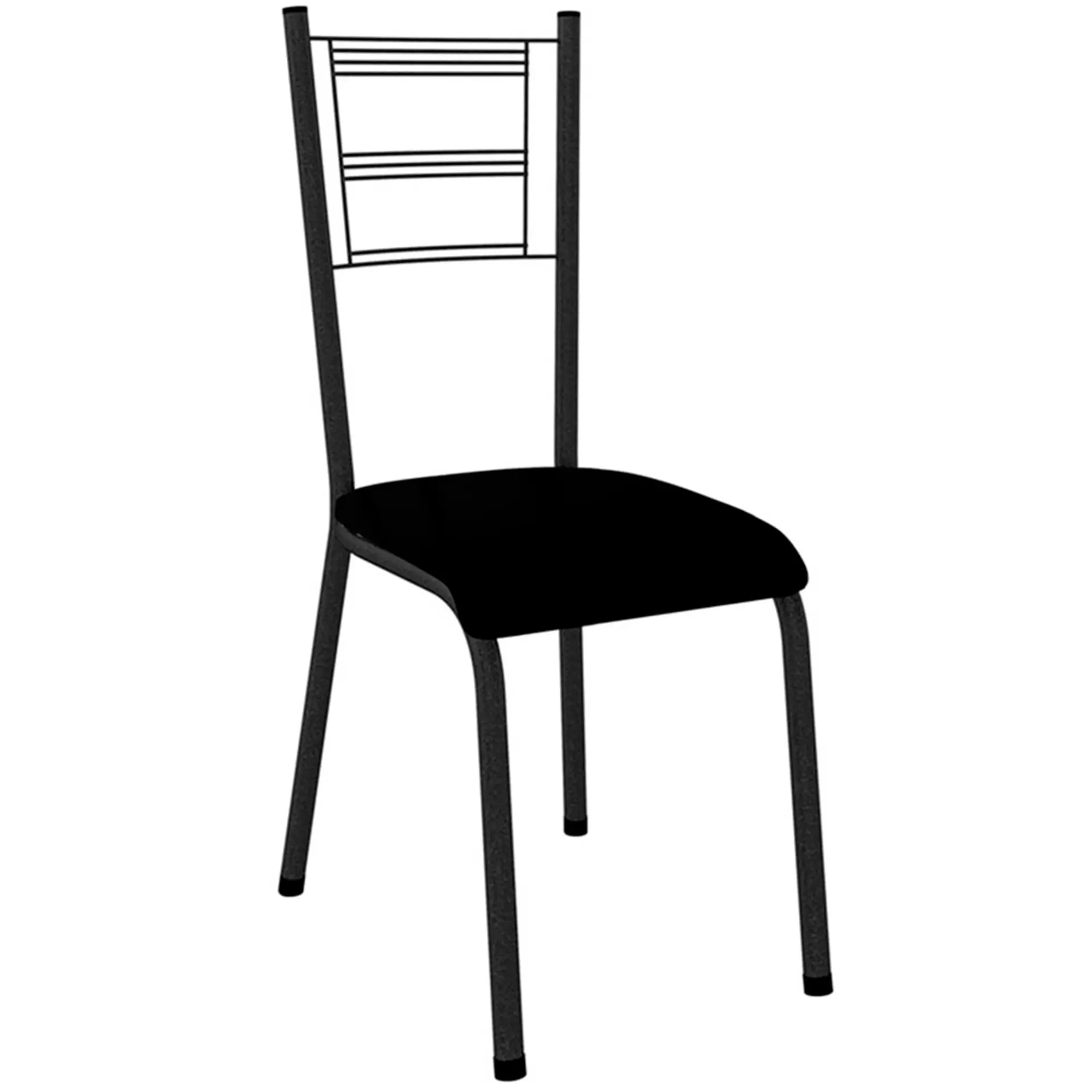 Conjunto de Mesa 6 Cadeiras Tampo de Granito Santiago Fabone - Preto/Prata