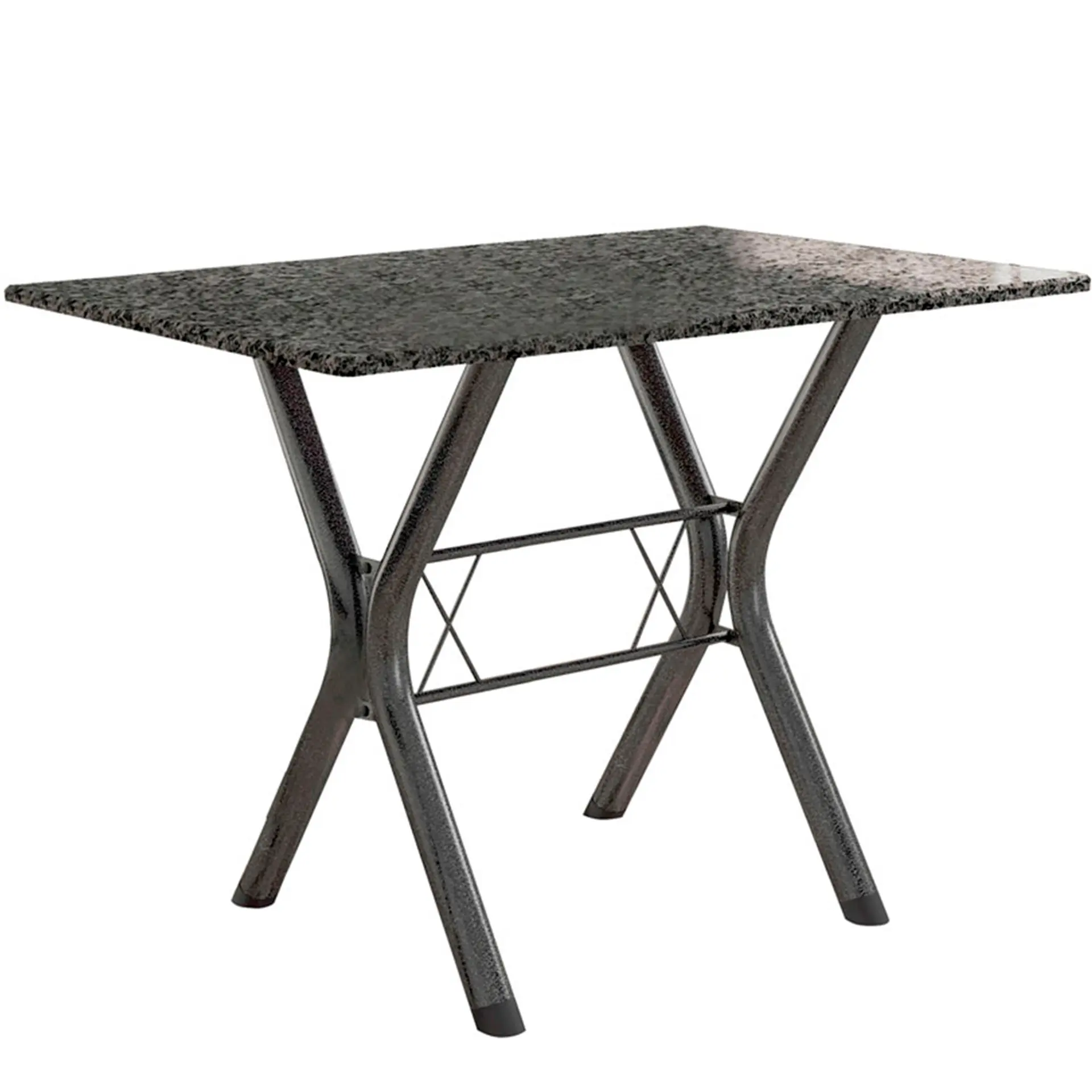 Conjunto de Mesa 6 Cadeiras Tampo de Granito Santiago Fabone - Preto/Prata