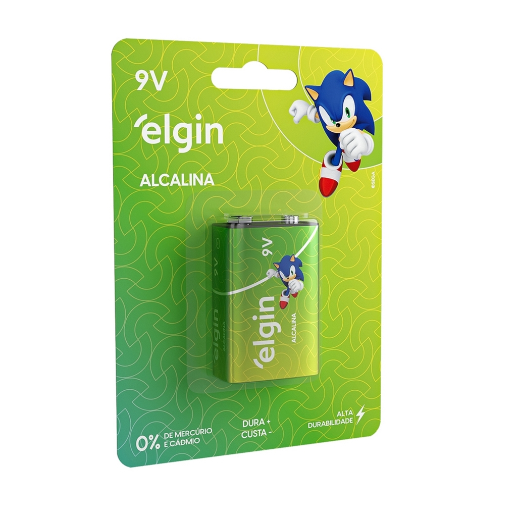 Bateria 9 Volts Alcalina Elgin - 82158 - Blister com 1 Unidade