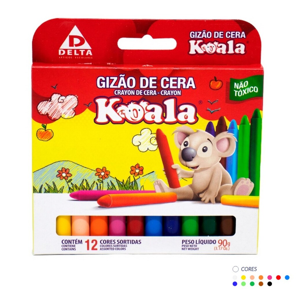 Giz de Cera 12 Cores Gizão - Koala - 2432