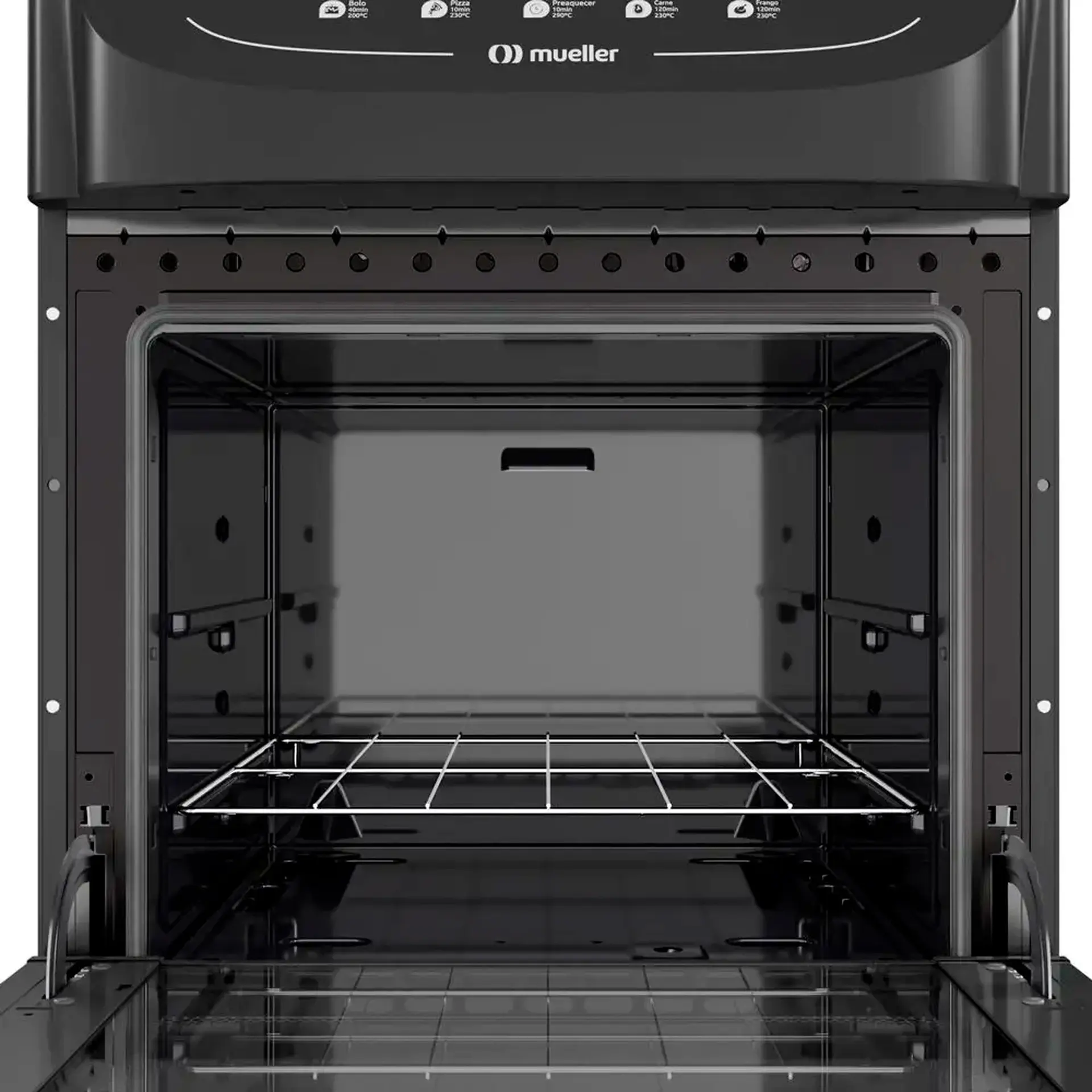 Fogão Mueller MFV4BB 4 Bocas Automático Mesa de Vidro Forno Total Clean - Preto - Bivolt